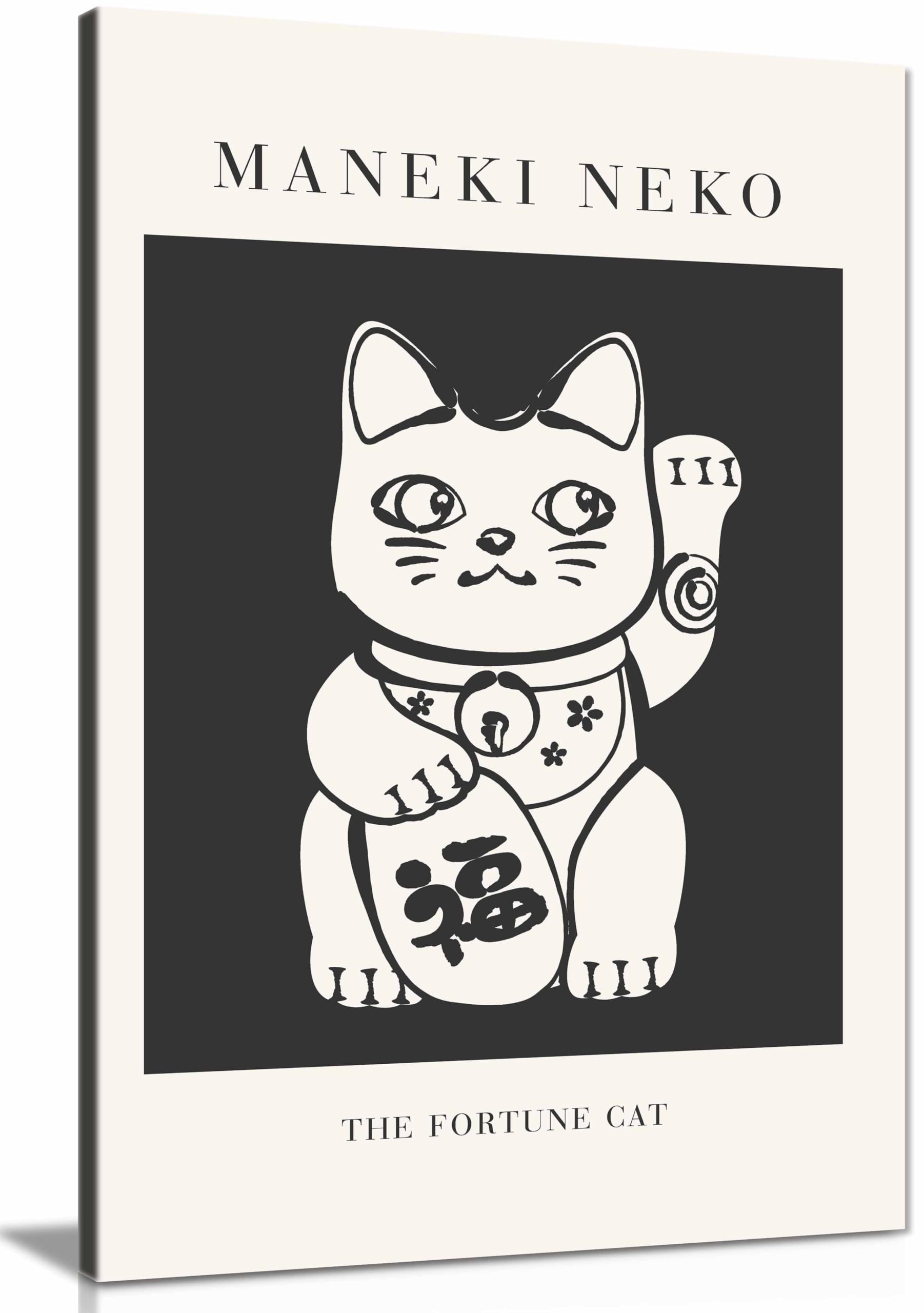 Panther Print Framed Canvas Manekineko Canvas Print, Framed Wall Art Pictures For Home Decor 91X61cm (36X24in)