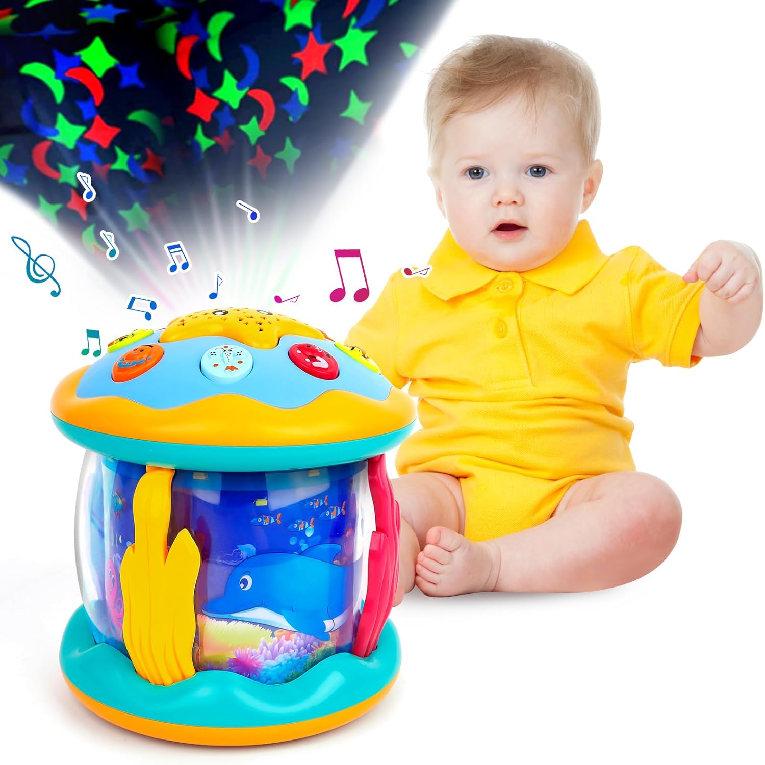 M SANMERSEN Baby Toys for 612 Months, Musical Rotating LightUp Star Projector for