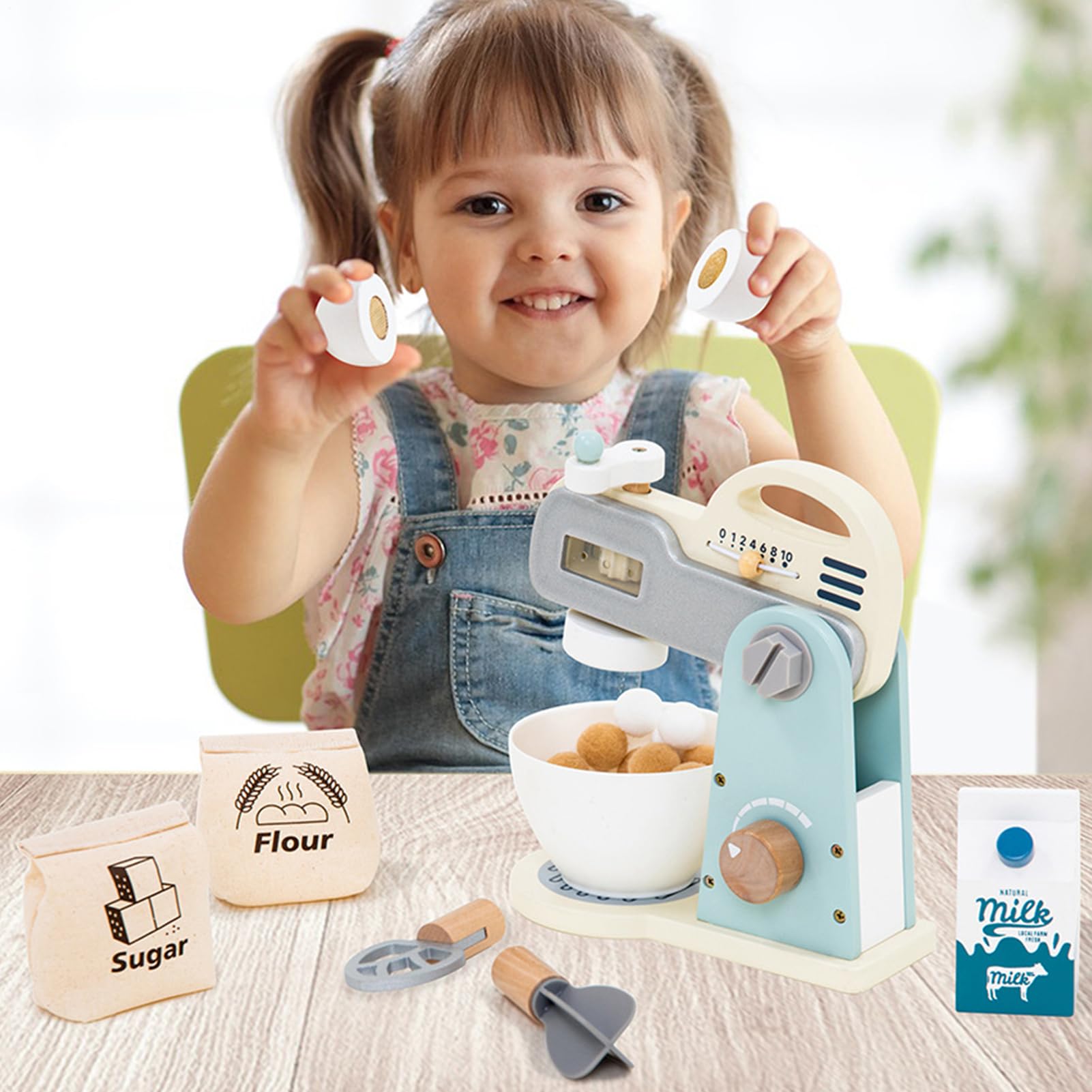 Mixeur Jouet - Accessoires pour Mixeur Alimentaire - Ensemble en Bois Accessoires Pâtisserie pour Garçons Filles 3 5 Ans