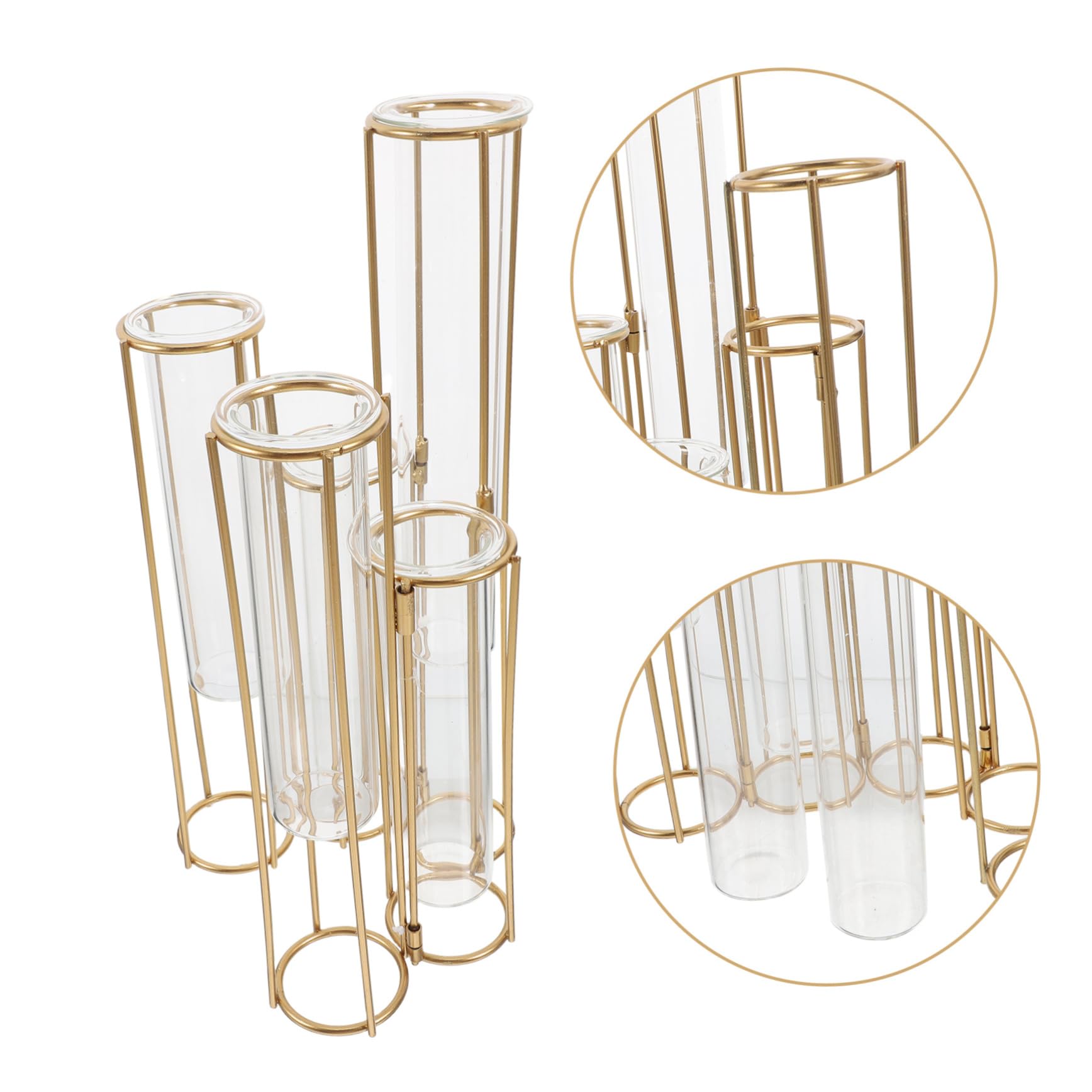 Ciieeo Vase Hydroponique Verre Support pour Plantes avec Cadre Métallique Tubes De Propagation pour pour Maison Et Bureau