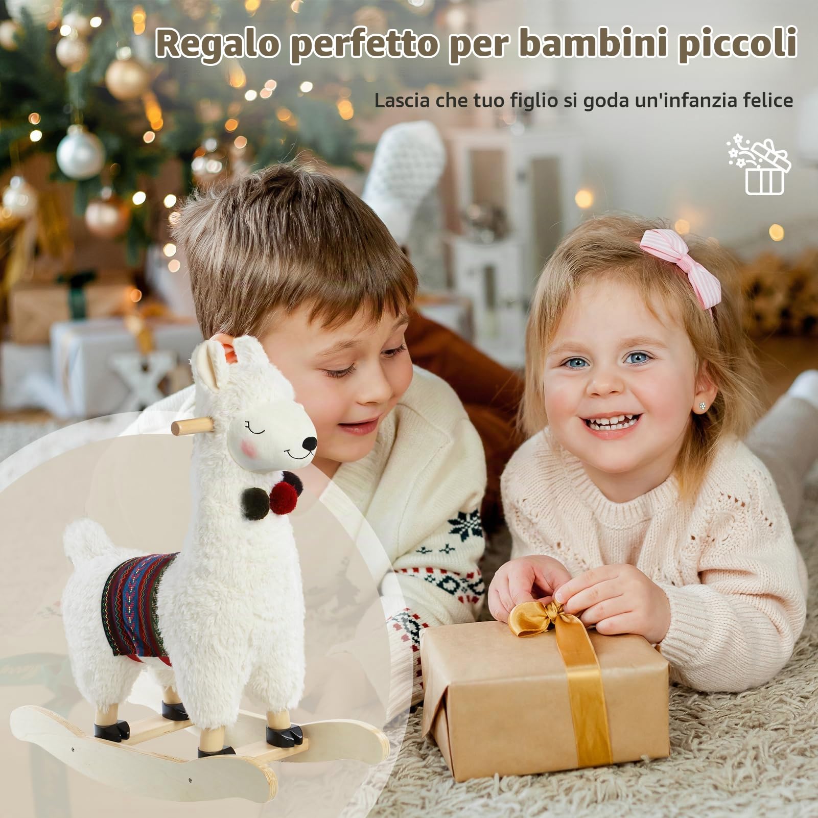 labebe Peluche a Dondolo da Bambino, Giocattolo a Dondolo di Animale farcito, Rocker di Alpaca