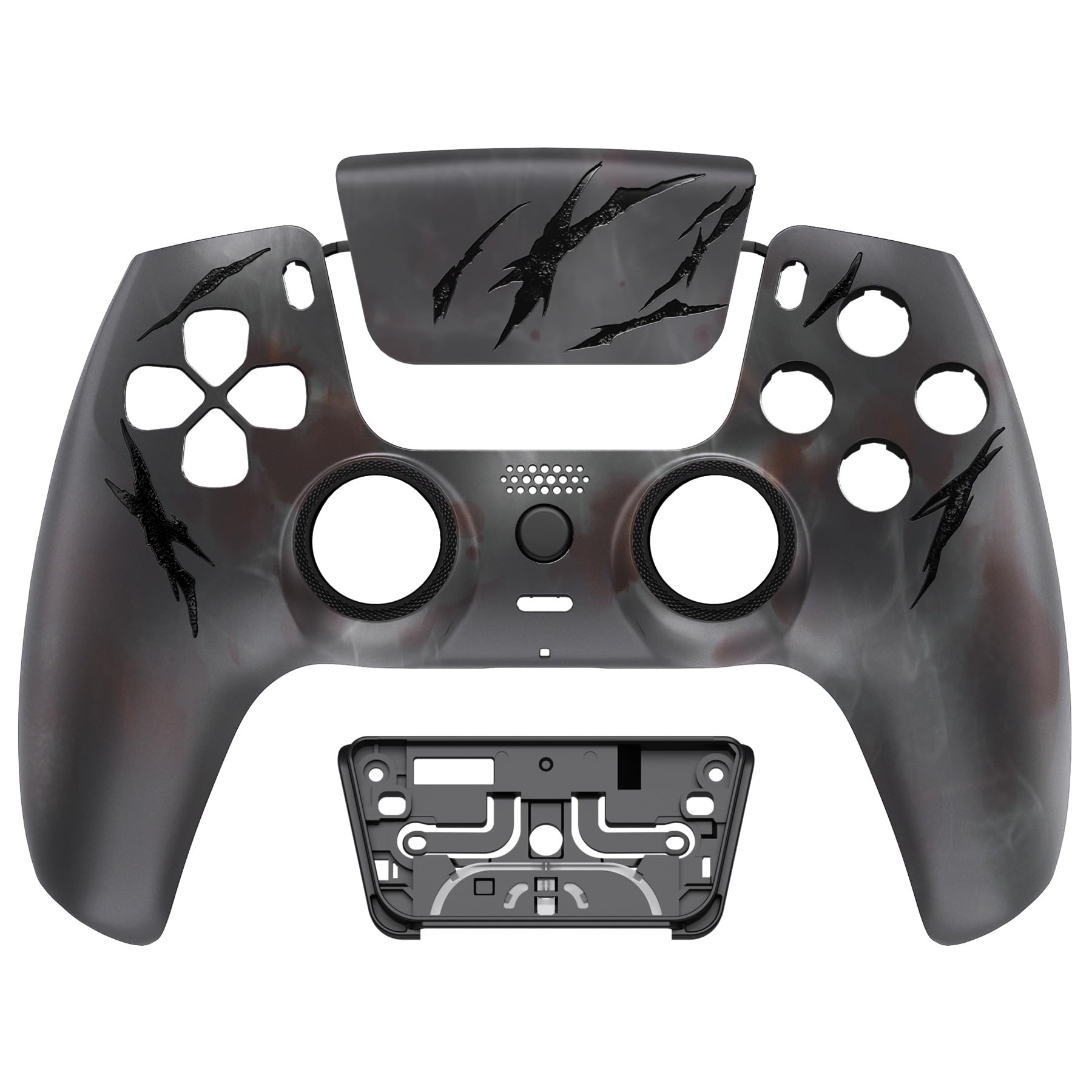 eXtremeRate Luna Cover per ps5 Controller Joystick,Shell Frontale Touchpad Ricambio,Scocca Ridisegnata&Anelli per ps5 Joypad BDM 010/020/030/040/050-Nebbia di Sangue