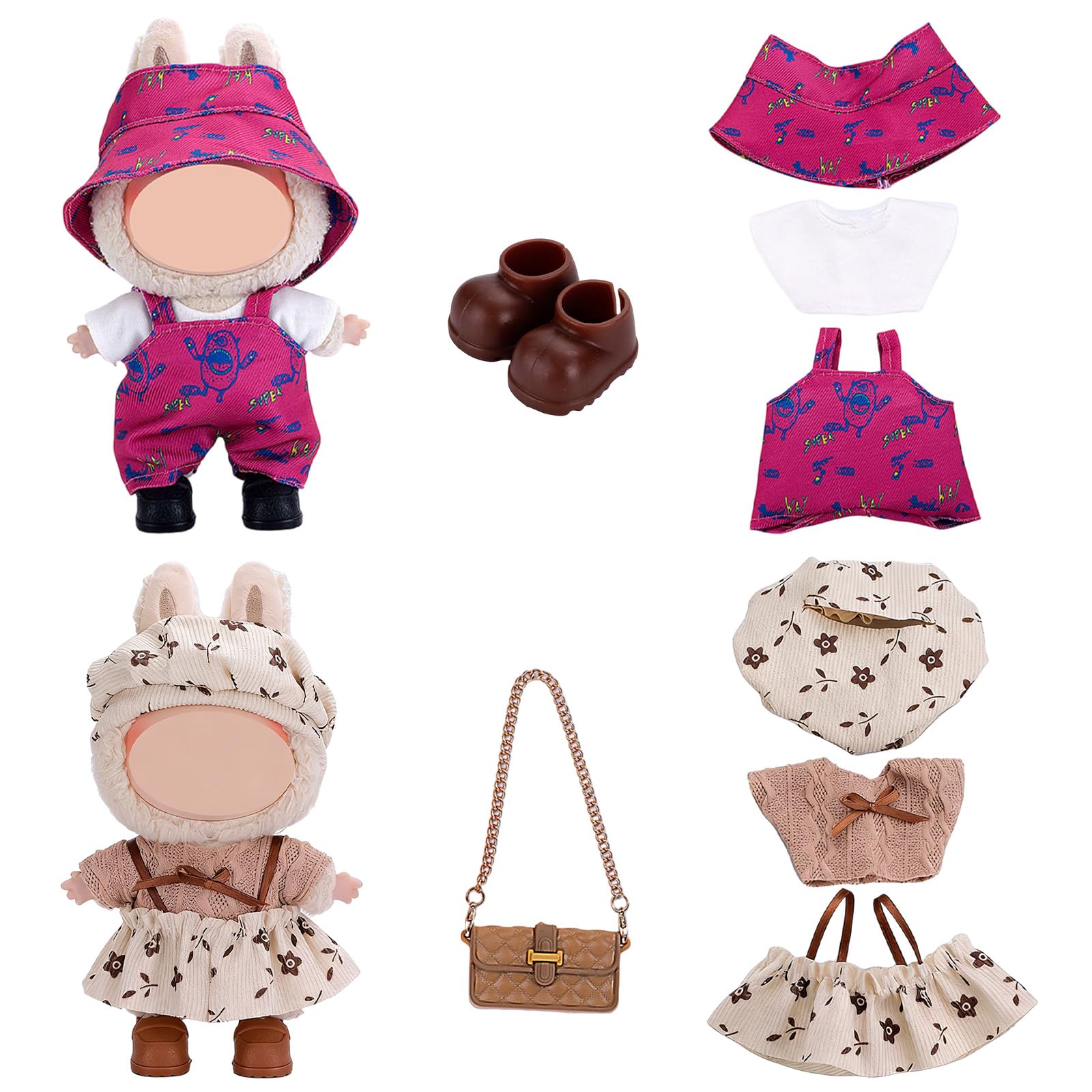 SSKHE Dolls Clothes Accessories, Includes Skirts Dresses Bags Shoes Hats for Birthday Christmas Family Party (No Doll)