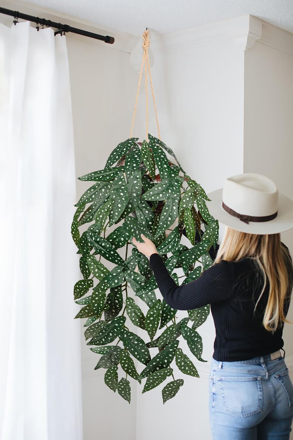 Villa Como Planta artificial en maceta, plantas colgantes Pothos