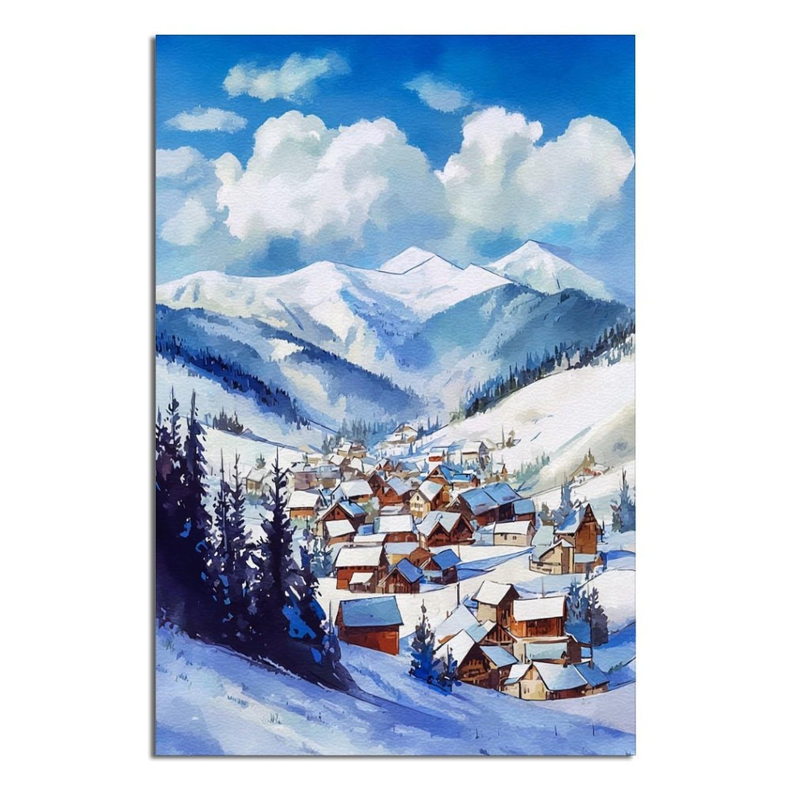 La Plagne Ski Posters 20x30inch(50x75cm) Vintage Watercolor Canvas Art