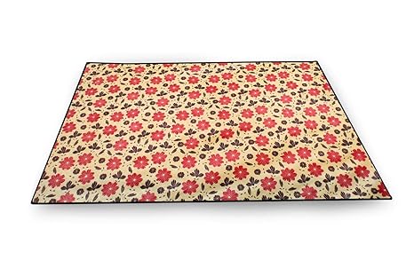 The Furnishing Tree Waterproof Bed Server Food Mat Picnic Mat Reversible Dual Sided Square WxL 36x36 inch Sprig Pattern Yellow