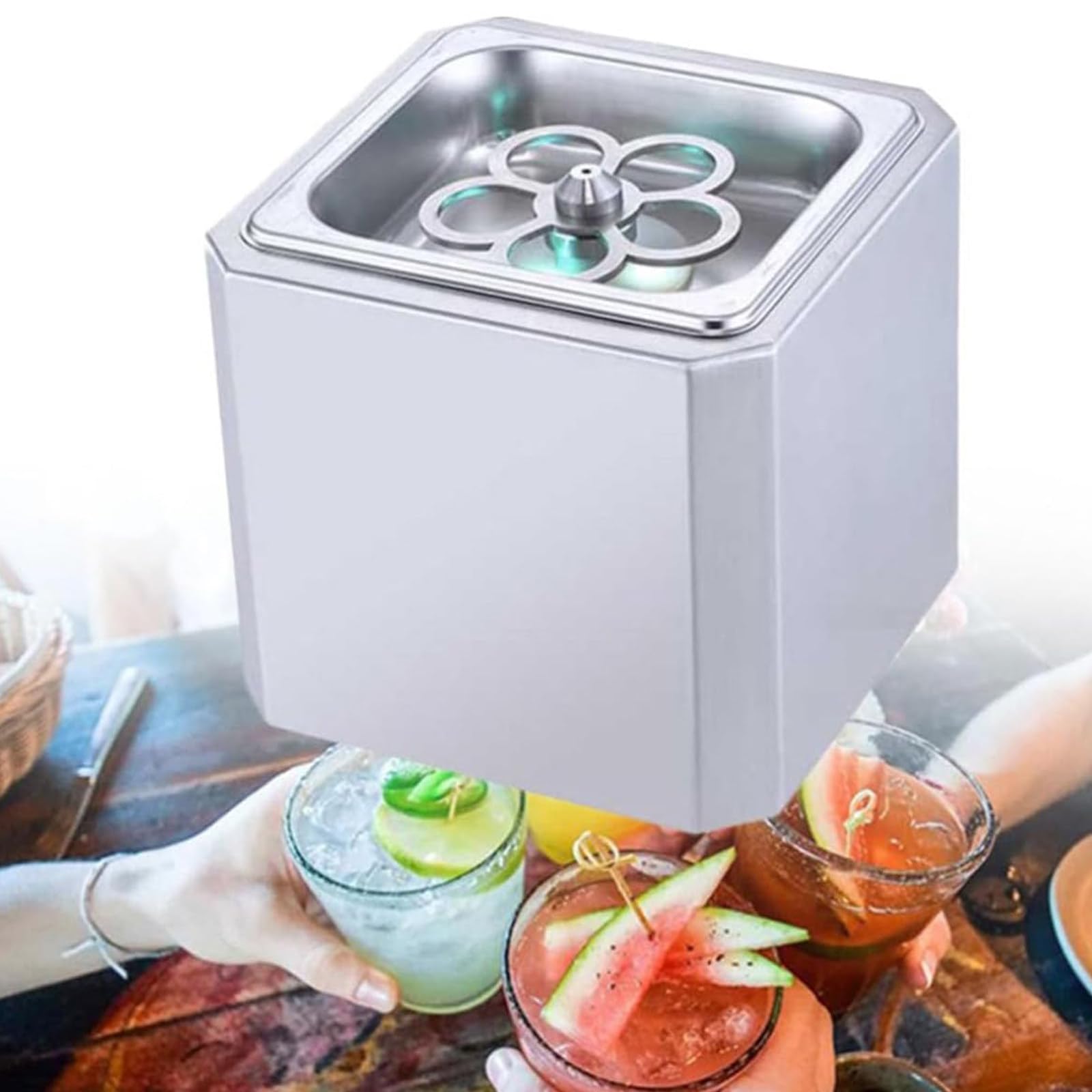 Refrigeratore in vetro per raffreddamento istantaneo di bevande, ideale per cocktail, birra e bevande miste, perfetto per bar, ristoranti e cucine, tecnologia CO2, migliora l'esperienza delle bevande