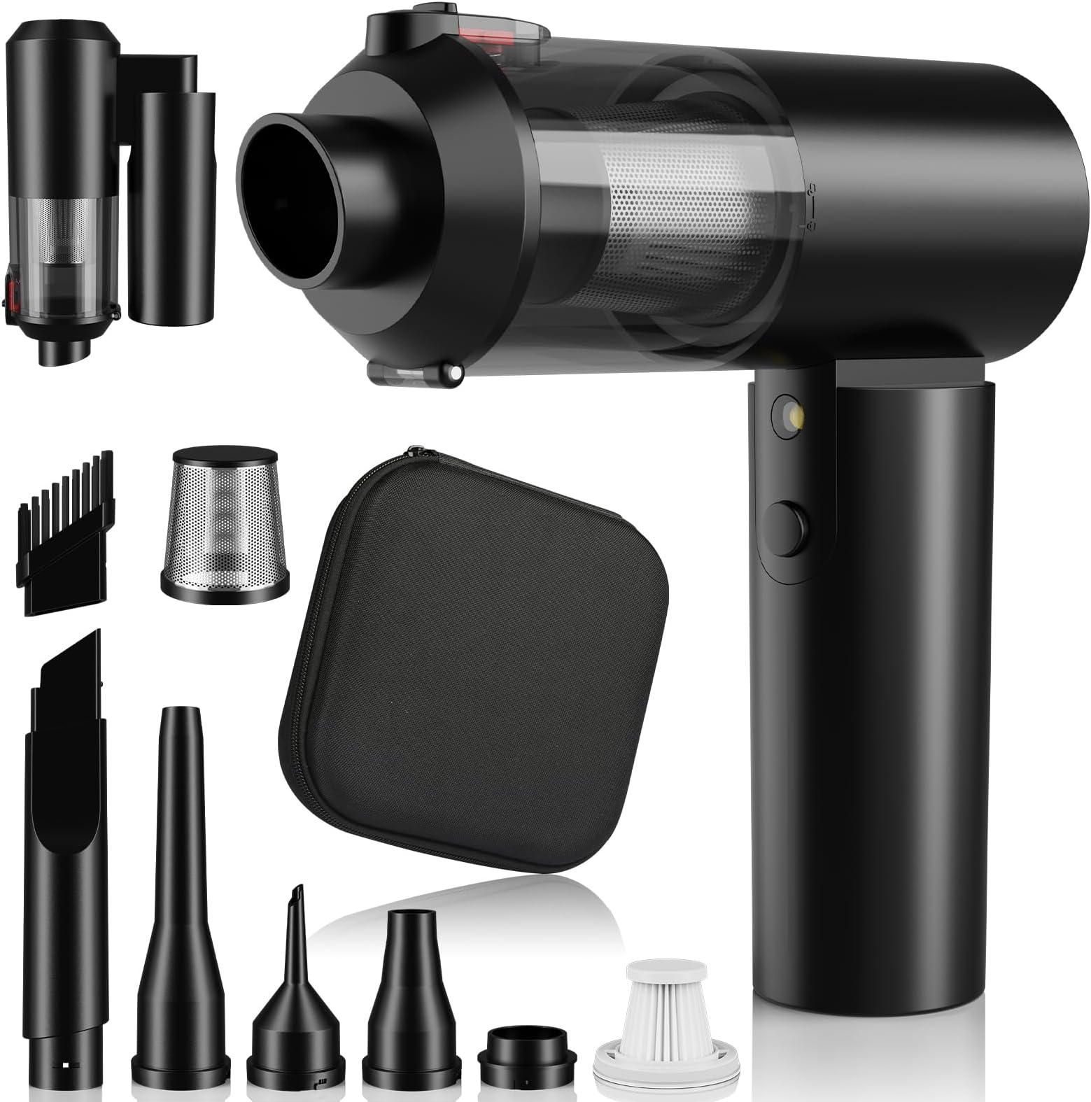 Car Vacuum Portable Cordless, 90°Foldable 4in1 Mini Vacuums Cleaner,16000PA Handheld Brushless Motor High Power Compressed Air Dusters Vacuum for Car,Home,Desk