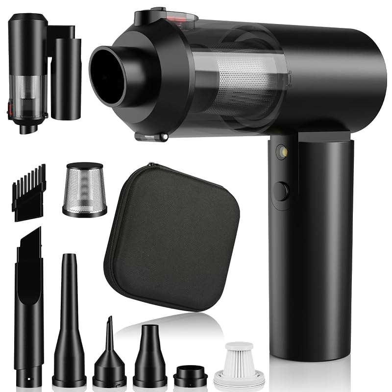 Aspirador portátil sem fio Tkkich V2 4 em 1 com motor brushless, sucção de 17.000 Pa, soprador e filtros HEPA e de aço