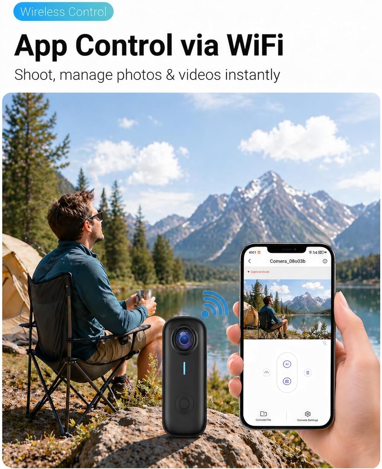 Mini Body Camera 1080P,64G Thumb Action Camera,Magnetic Wearable POV Camera, WiFi App Control,Thumb-Sized Portable Cam for Cycling, Travel and Daily Recording
