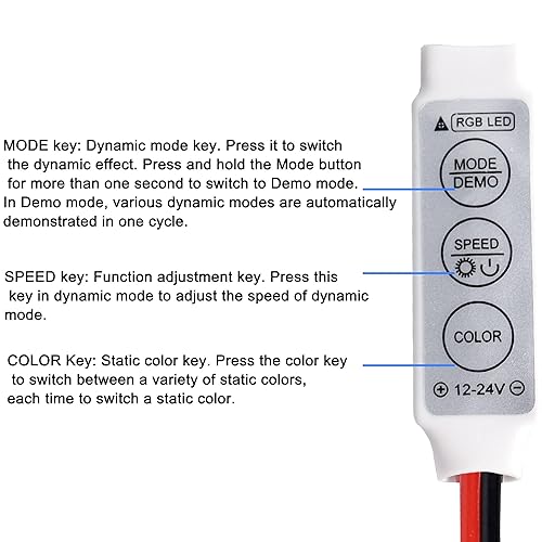 Miniatura 3 de MEIRIYFA 4Pin Mini RGBW LED regulador de atenuación - 12V24V atenuador de luz de tira con control de brillo (5PCS)