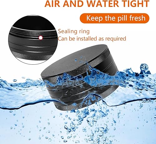 Miniatura 10 de Pastillero pequeño, portátil, diario, pequeño, para píldoras, contenedor pequeño de píldoras, redondo de aleación de aluminio, recipiente pequeño
