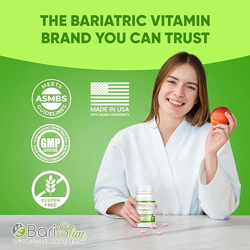 Miniatura 9 de BariSlim Tabletas de vitamina B12 Plus - Formulado bariátrico para cirugía posterior a la pérdida de peso, incluyendo bypass gástrico y manga