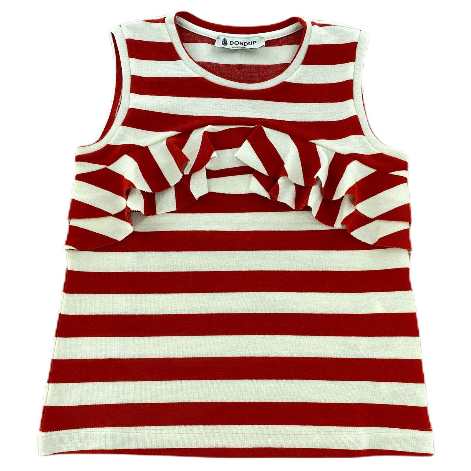 DONDUP B38 Maglia Bimba Girl Red/White Stripes t-Shirt Sleeveless Kids [S (6 Years)]