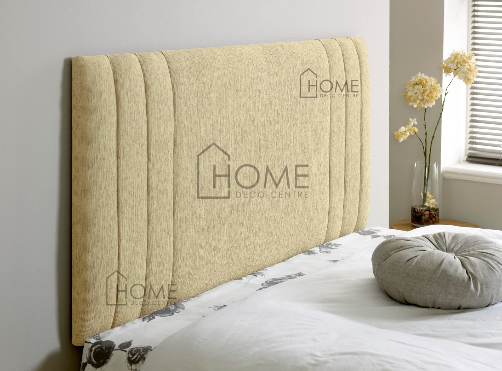 CROWNBEDSUK Berlin Chenille Divan Bed Headboard| Headboard|Chenille|Material|Divan Bed|Padded|F (Cream, 3FT (SINGLE))