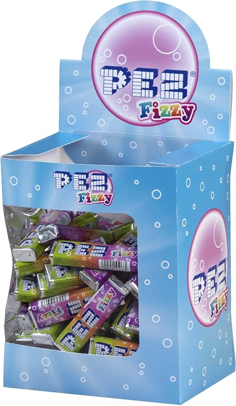 PEZ - Boîte de 100 Recharges de Bonbons Fizzy - Pétillants aux Fruits - Vegan, Sans Colorants Artificiels, Gluten et Lactose - Format Idéal pour Anniversaires - 850g