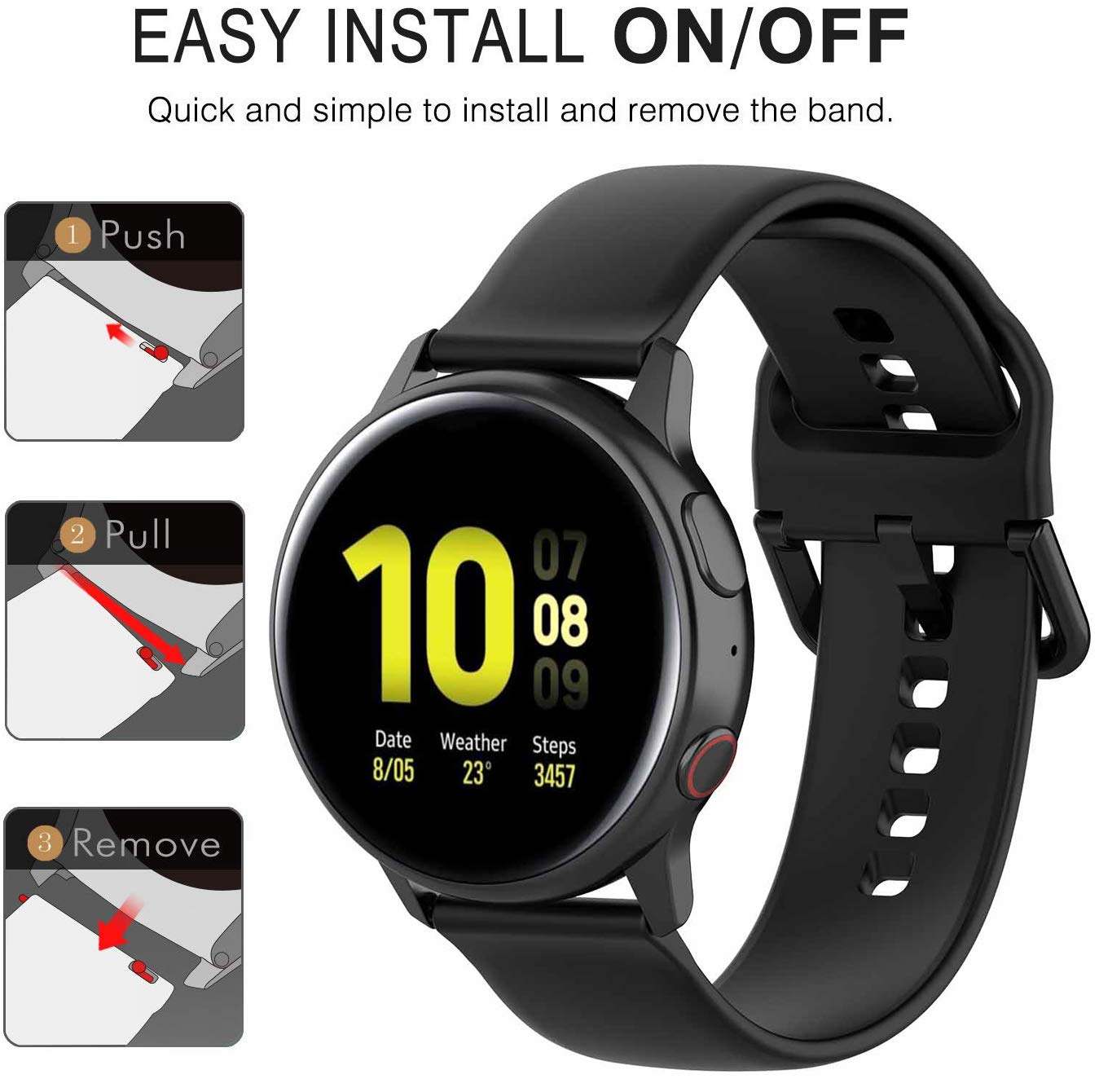 Correa para Samsung Galaxy Watch 7 6 5 4 FE Active 2 de 40 mm, 44 mm, 20 mm, correa de repuesto de silicona suave para Galaxy Watch 6 Classic 43 mm, 47 mm, 4 Classic 42 mm, 46 mm, 5 Pro 45 mm