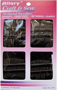 70 Piece Hand Needles. Darners, Embroidery, Betweens and Sharps. Variety of Sizes for Every Projects.70