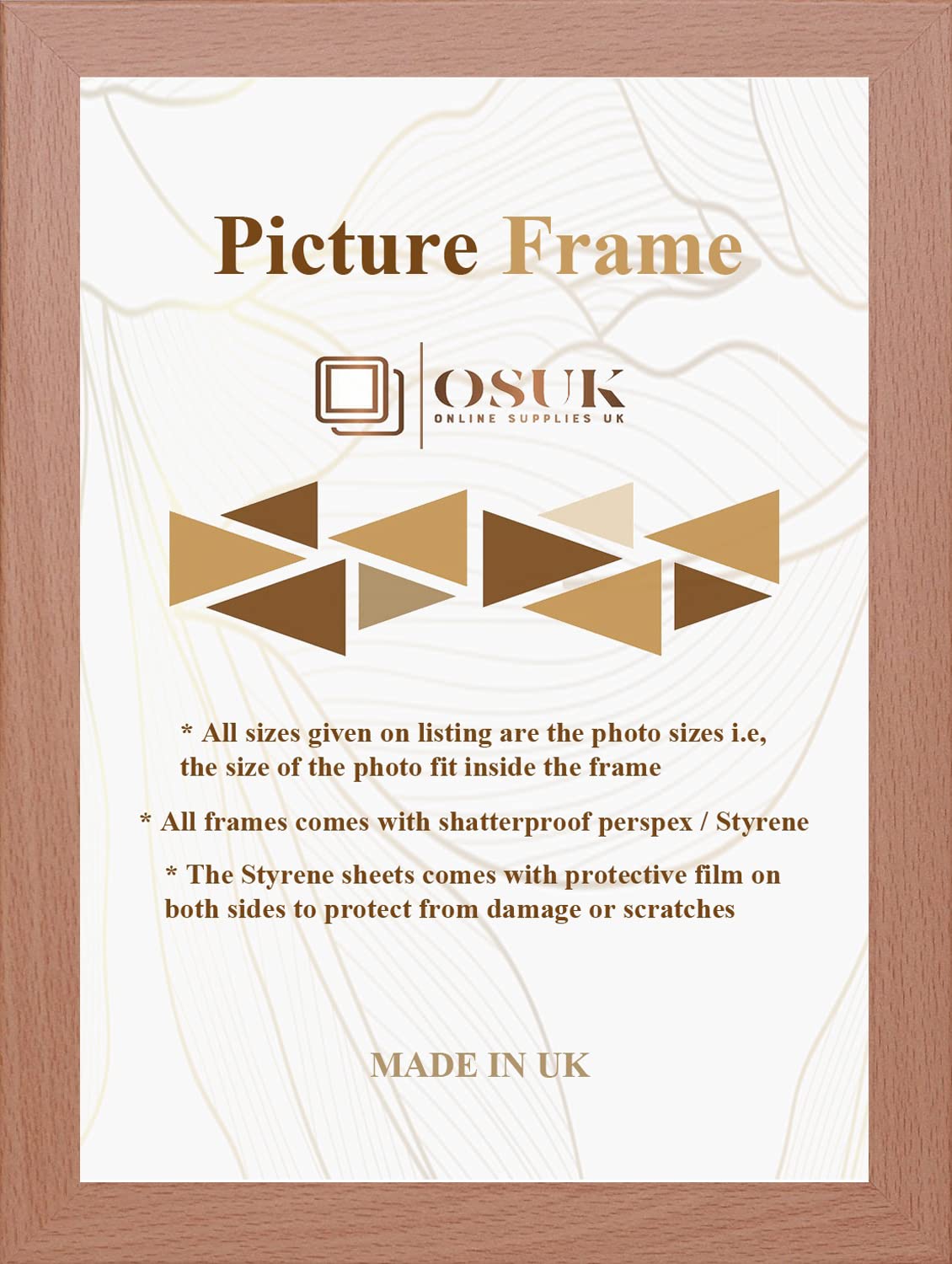 Frame Eazy Beech Osuk 16X12 Inch Frame Photo Frame With Clear Perspex Front & Wall Mounting To Hang Portrait Or Landscape (, 16"X12" (40.64 X 30.48Cm))