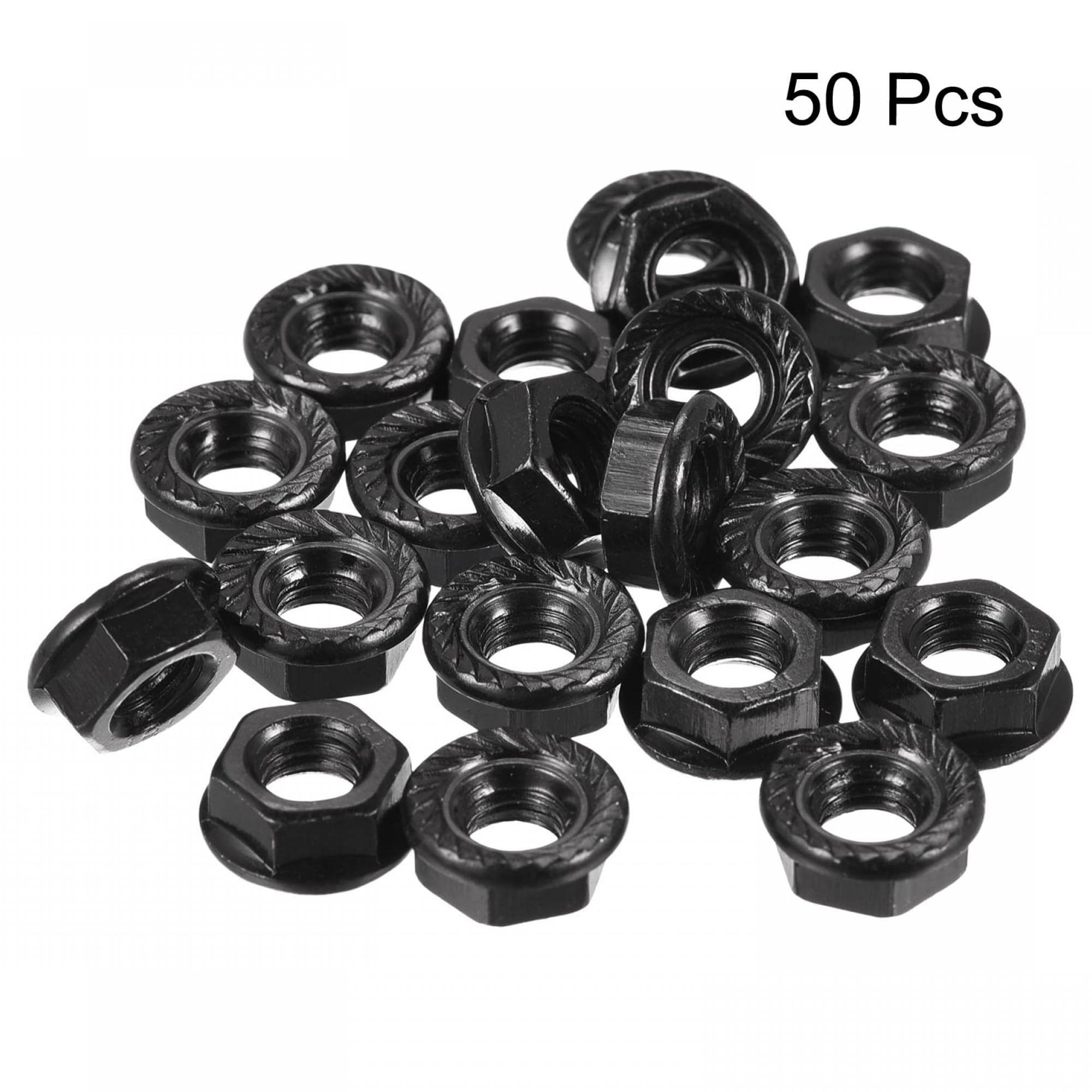 TOP-VIGOR M6 Serrated Flange Hex Lock Nuts, Carbon Steel Black Oxide Finish, Self-Locking Threaded Nuts - Image 3