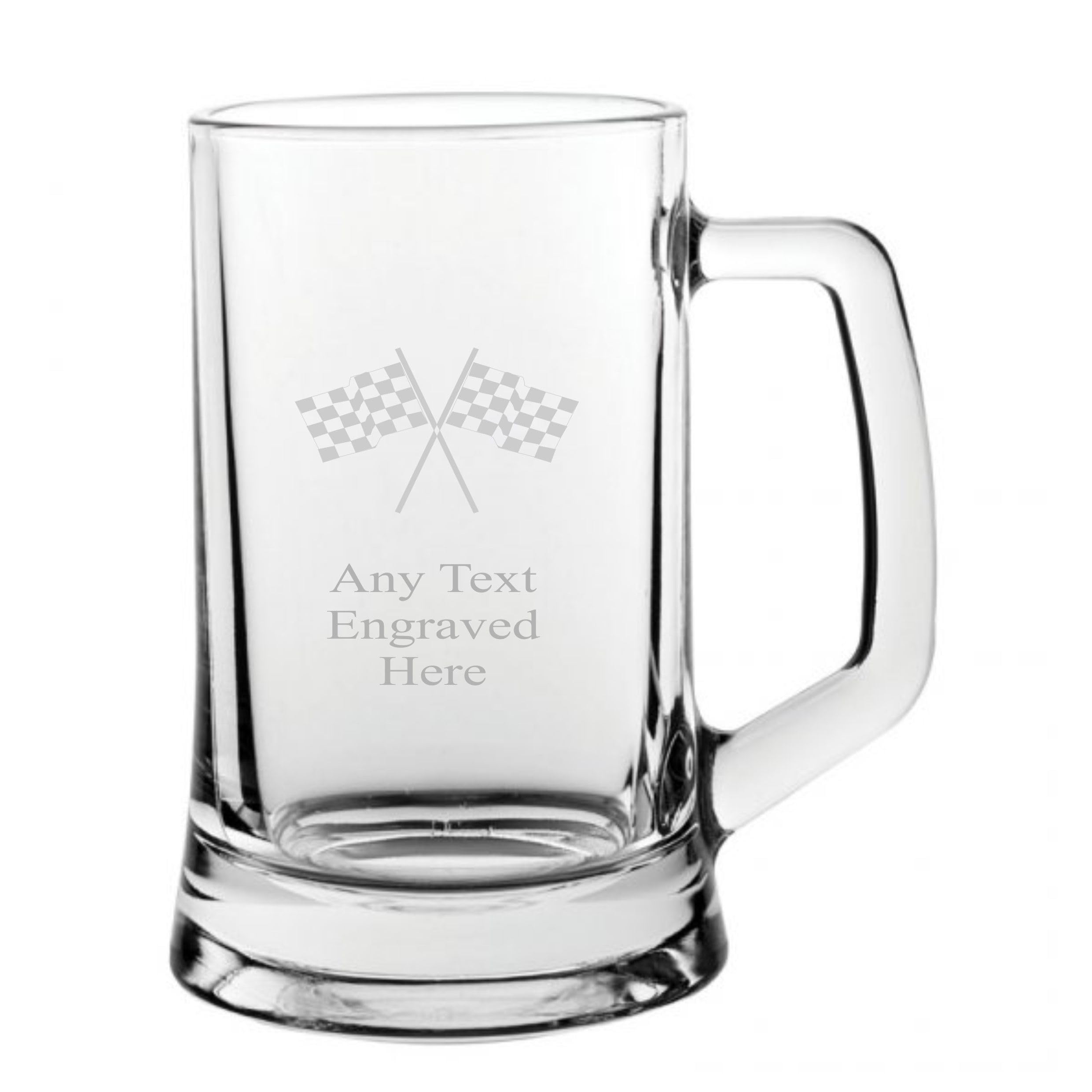 Glass Tankard [Custom] Engraved Chequered Flags Pint GT21