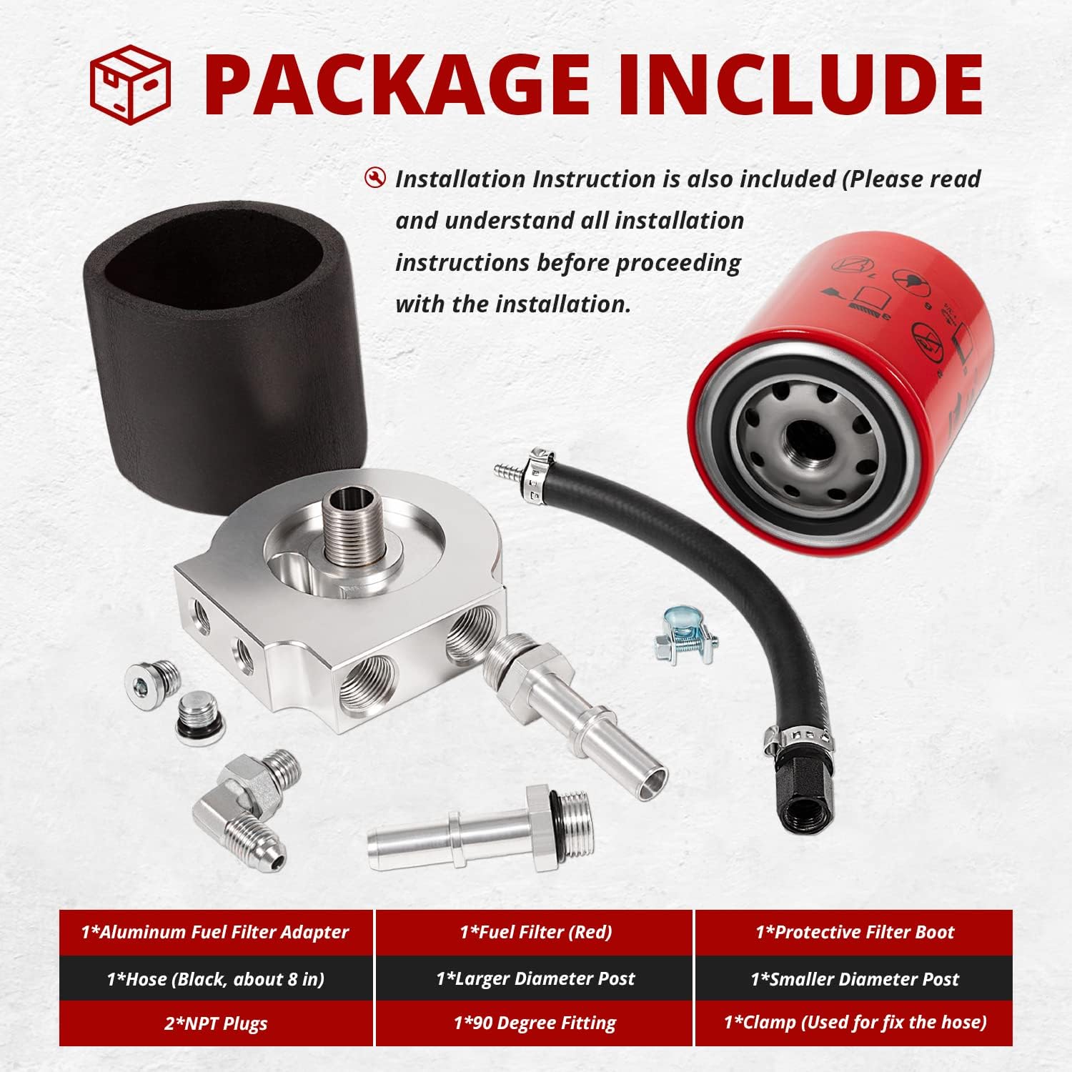 121003 Fuel Filter Conversion Kit, Fit for Ford 2011-2024 F250 F350 F450 F550 with 6.7L Powerstroke