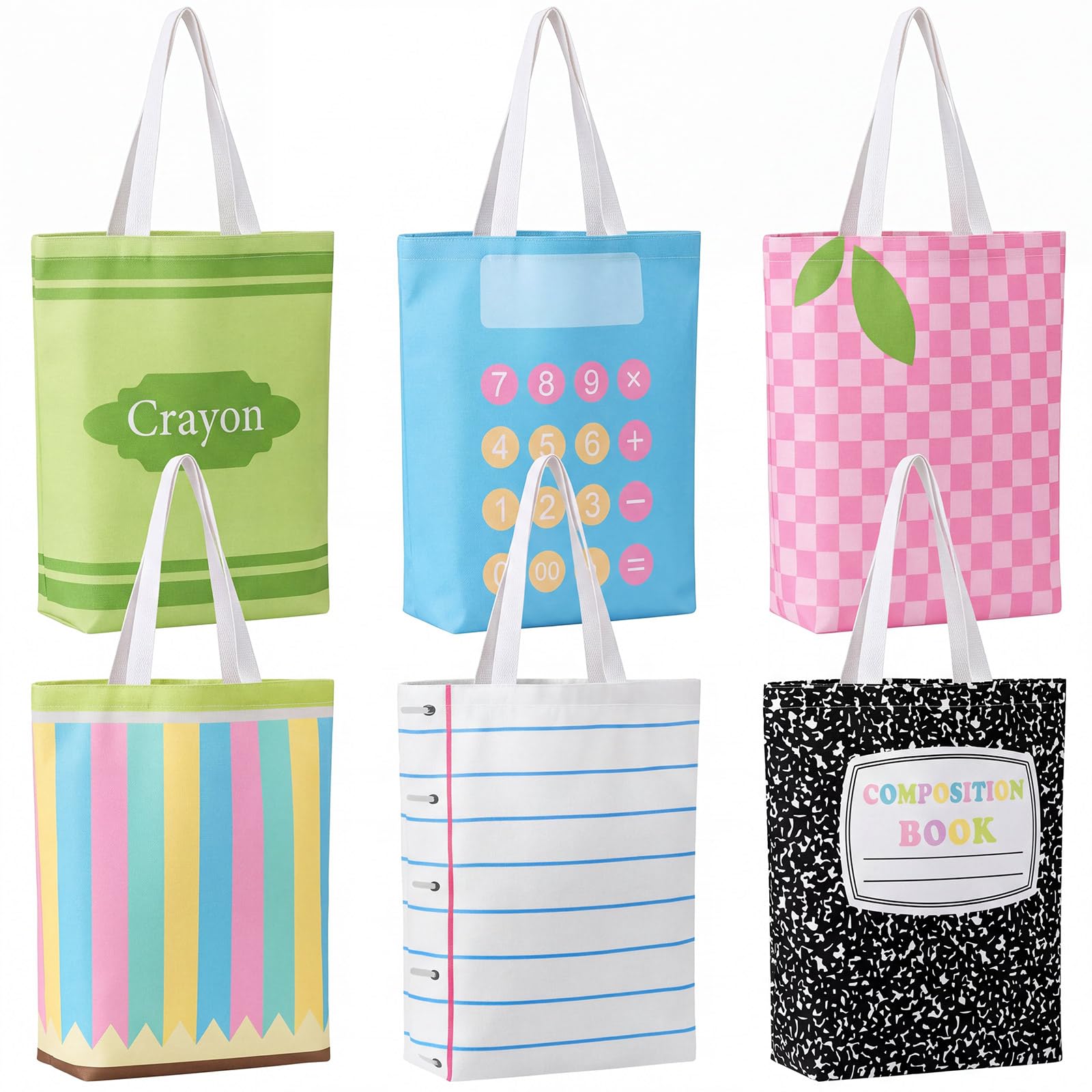Paterr Bolsa de lona a granel con asas reutilizables para mujer, agradecimiento, agradecimiento, cuaderno de lápiz