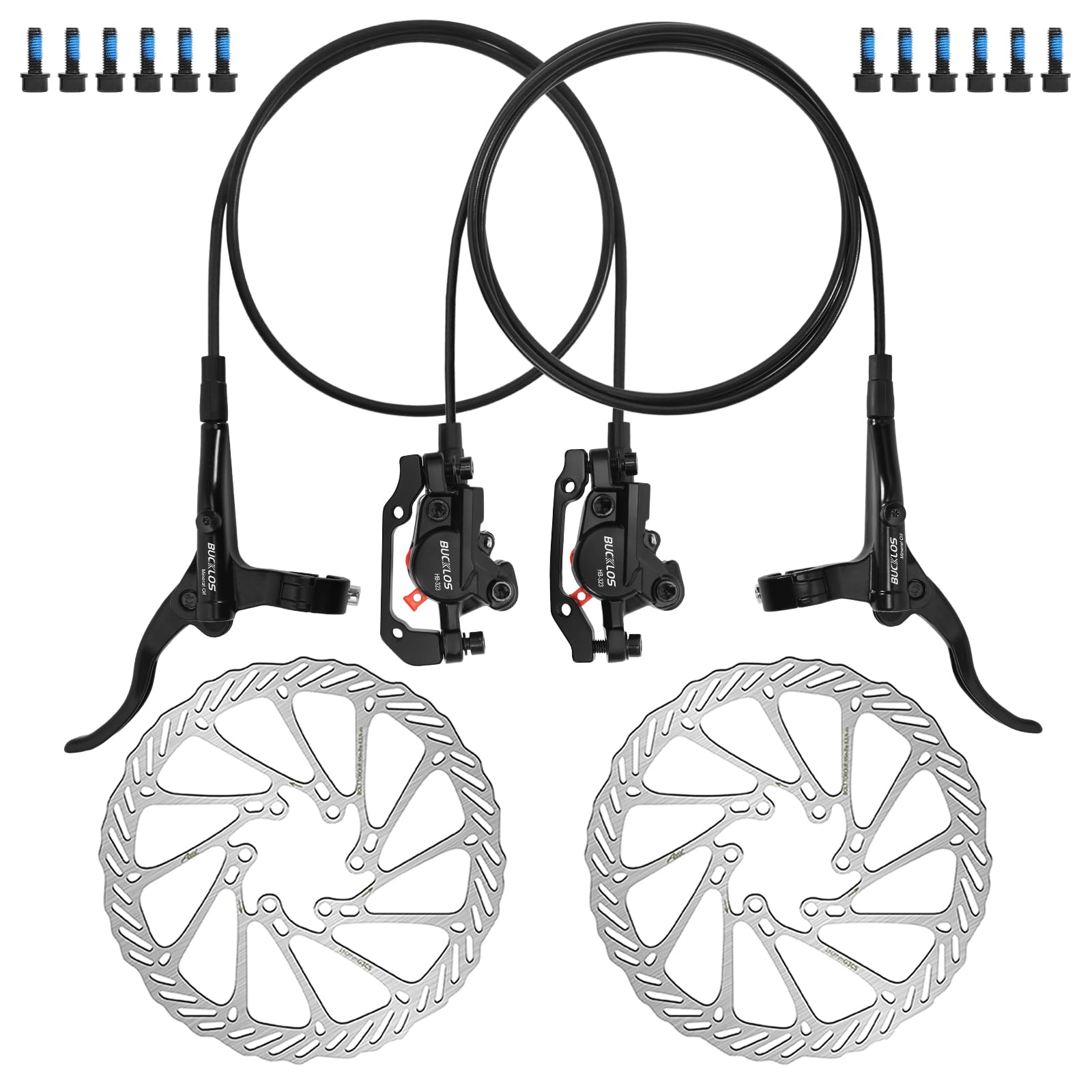 MTB-Hydraulik-Scheibenbremsensatz,vorne 800 mm,hinten 1500 mm,Bremsensatz aus Aluminiumlegierung, 2-Kolben-Bremssättel mit is/PM-Universaladapter / 160-mm-Bremsscheibe,für Mountainbikes
