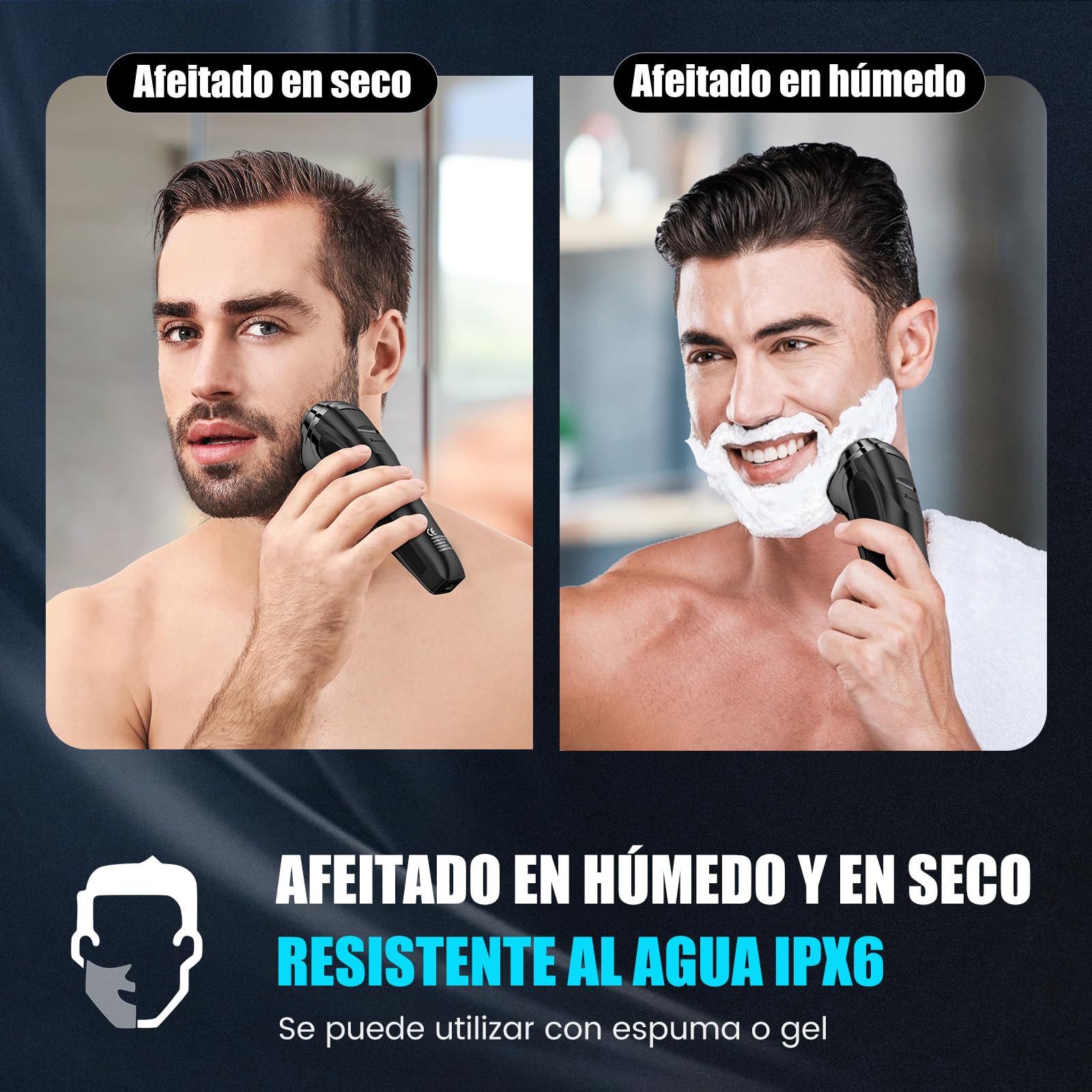 Brightup Maquinilla de Afeitar Hombre con Cabezal Flotante 4D, Afeitadora Eléctrica en Húmedo y Seco para Hombres, Recortador de Barba Impermeable IPX6, Carga USB-C y Recorte Emergente