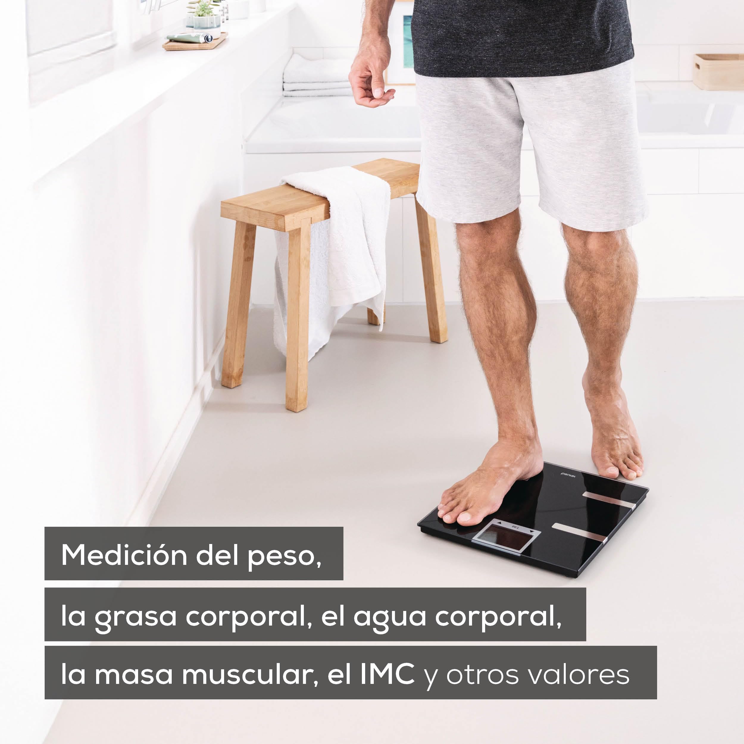 Beurer BF 720 Báscula diagnóstica con conexión Bluetooth(R) para la app del móvil, determinación del peso corporal, la grasa corporal, el porcentaje muscular y la necesidad de calorías AMR/BMR