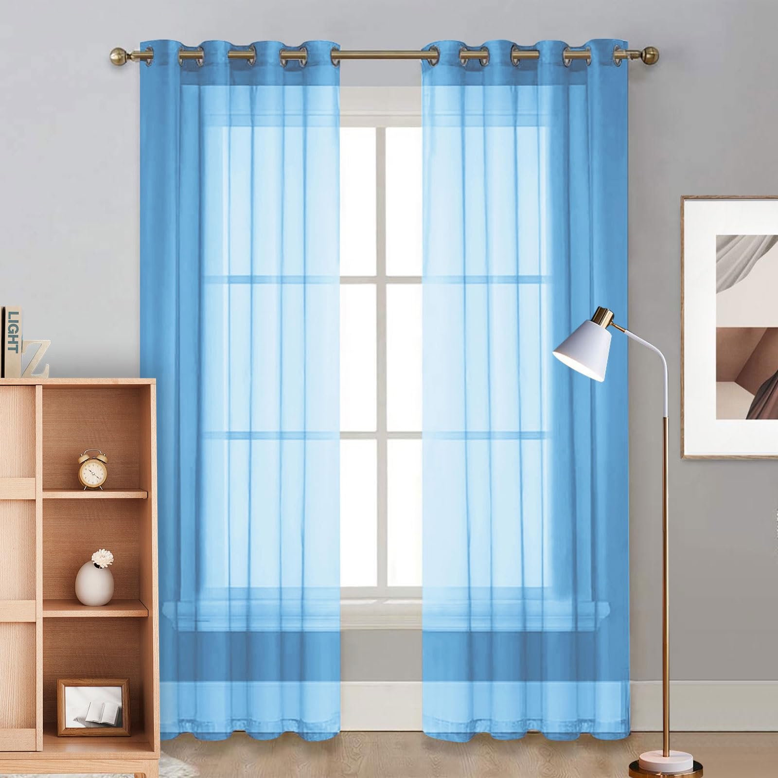Rideau anti froid bleu ciel 270x255 cm pour bloquer la chaleur et la lumière