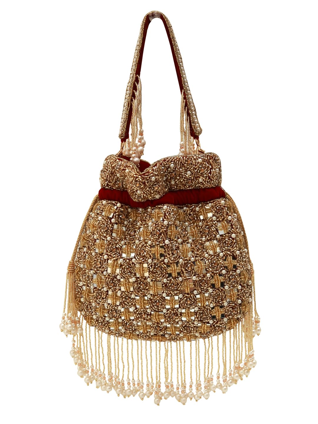 Sehaj Tasselled Potli Bag for women Purses Luxury Evening Handbags for ladies with Detachable Handle-image-16