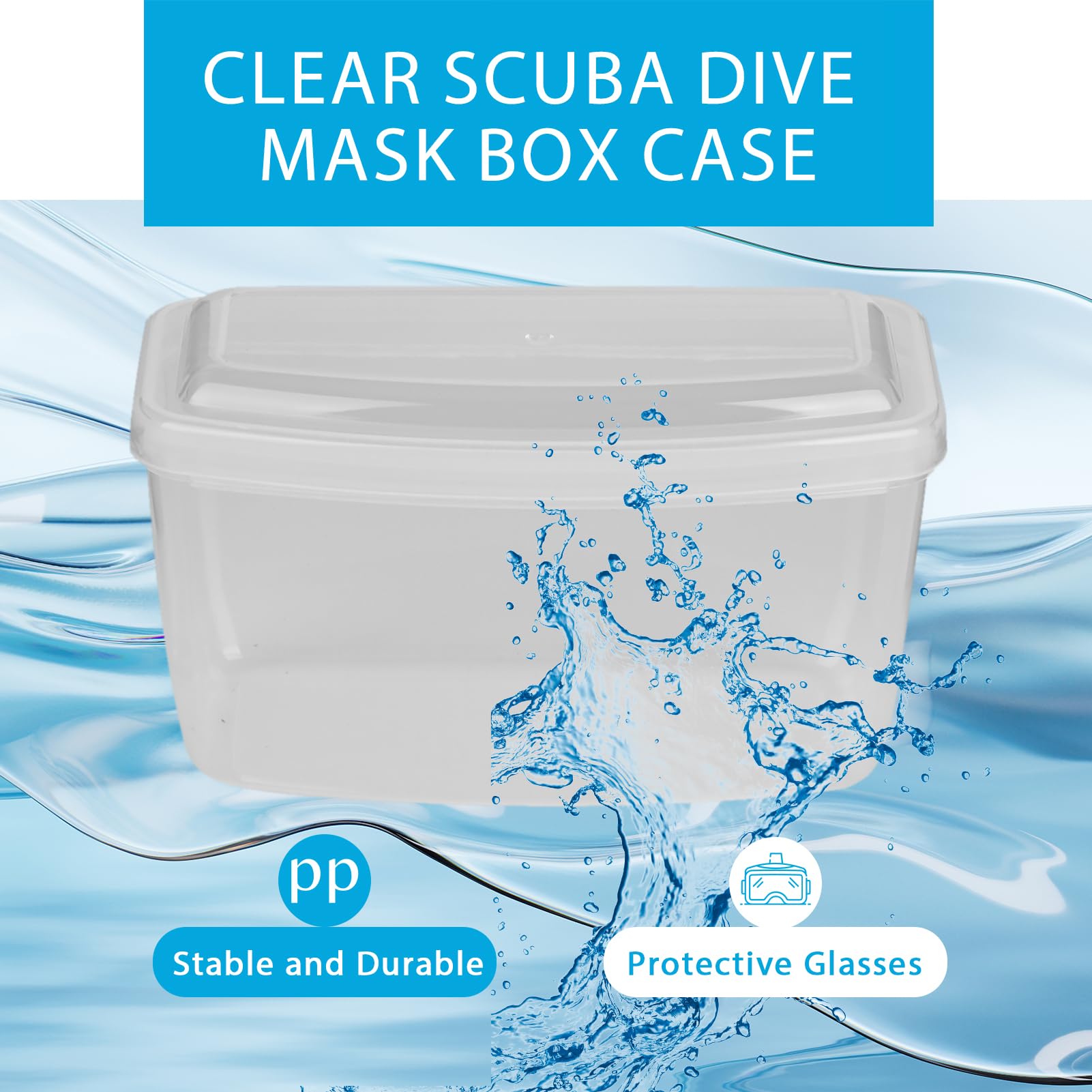 2Pcs PP Plastic Swimming Glasses Storage Box, Clear Dive Mask Box Case, Storage Box for Diving Snorkeling Equipment, Rectangle Dust Proof Case