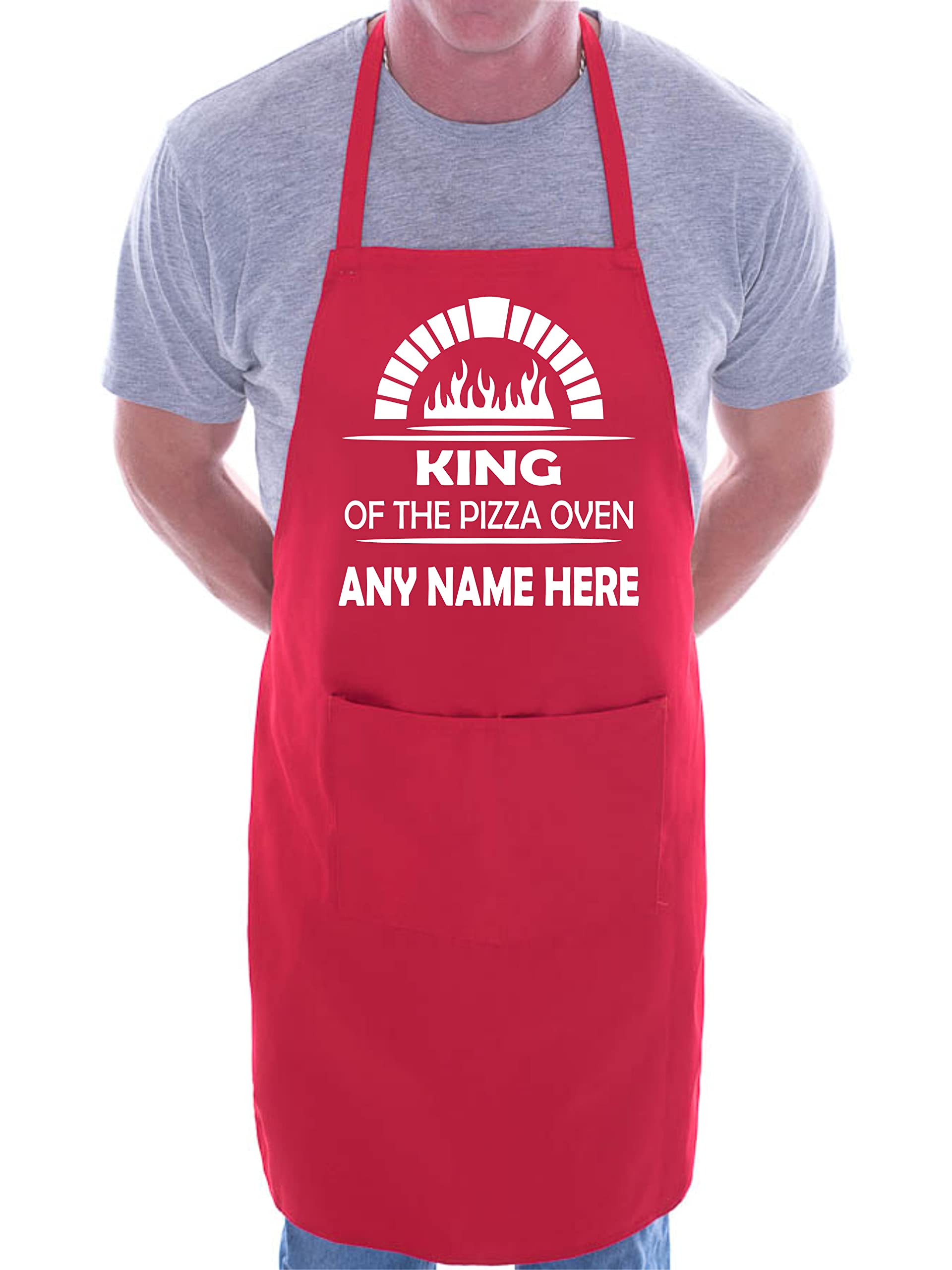 Print4u Unisex Red King Of Pizza Customise This Apron Your Name Here Bbq Baking Cooking