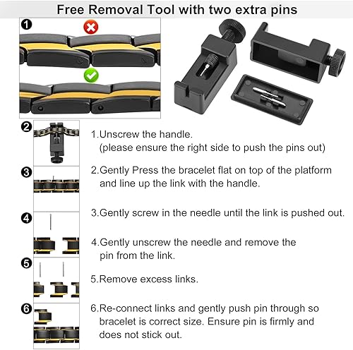 Miniatura 7 de Feraco Pulsera magnética de acero inoxidable para hombres con imanes de doble fila ajustable