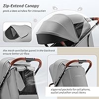 Vista 2 de Tinyiota Cochecito para bebés, cochecitos para niños pequeños con toldo grande UPF 50+, cochecito de bebé de lujo con mango de cuero y asiento