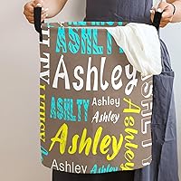 Vista 3 de Cesta de lavandería personalizada con nombre, cesta de lavandería plegable con asa para baño, sala de estar, dormitorio