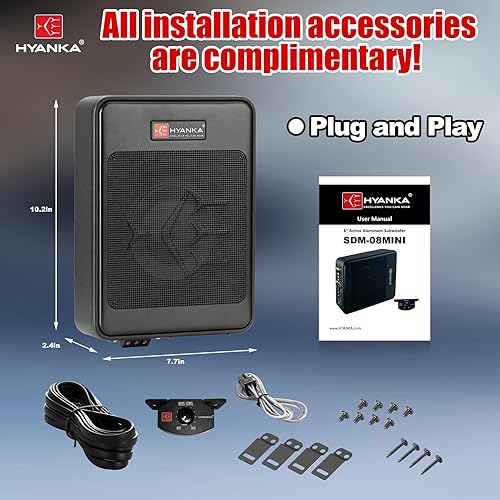 Miniatura 6 de H YANKA SDM-08MINI - Subwoofer compacto para automóvil de 400 W y 8 pulgadas con amplificador integrado, subwoofer delgado para audio de