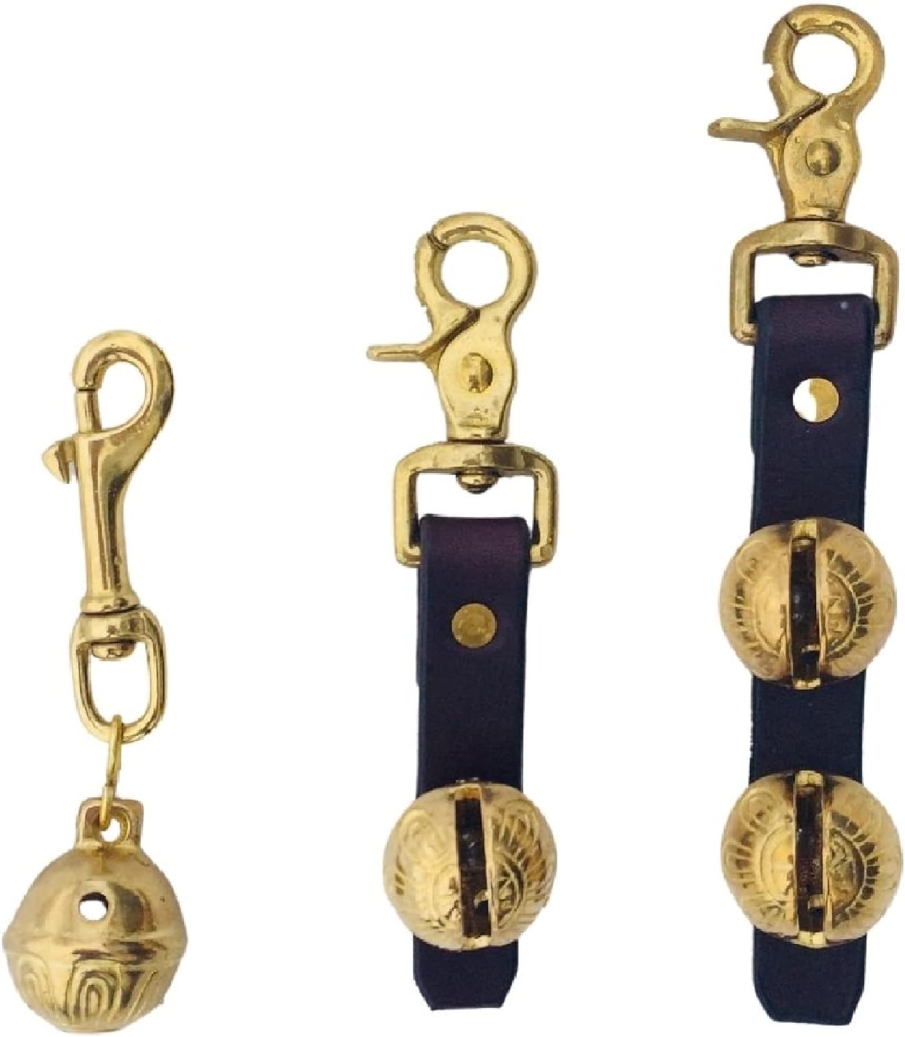 Boxwood and Mum Handmade Bear Bell for Hiking, Brass Sleigh Bells on Leather Strap, Horse Rhythm, Dog Pet Training, Trail Bell, Keychains, Amish Made in USA