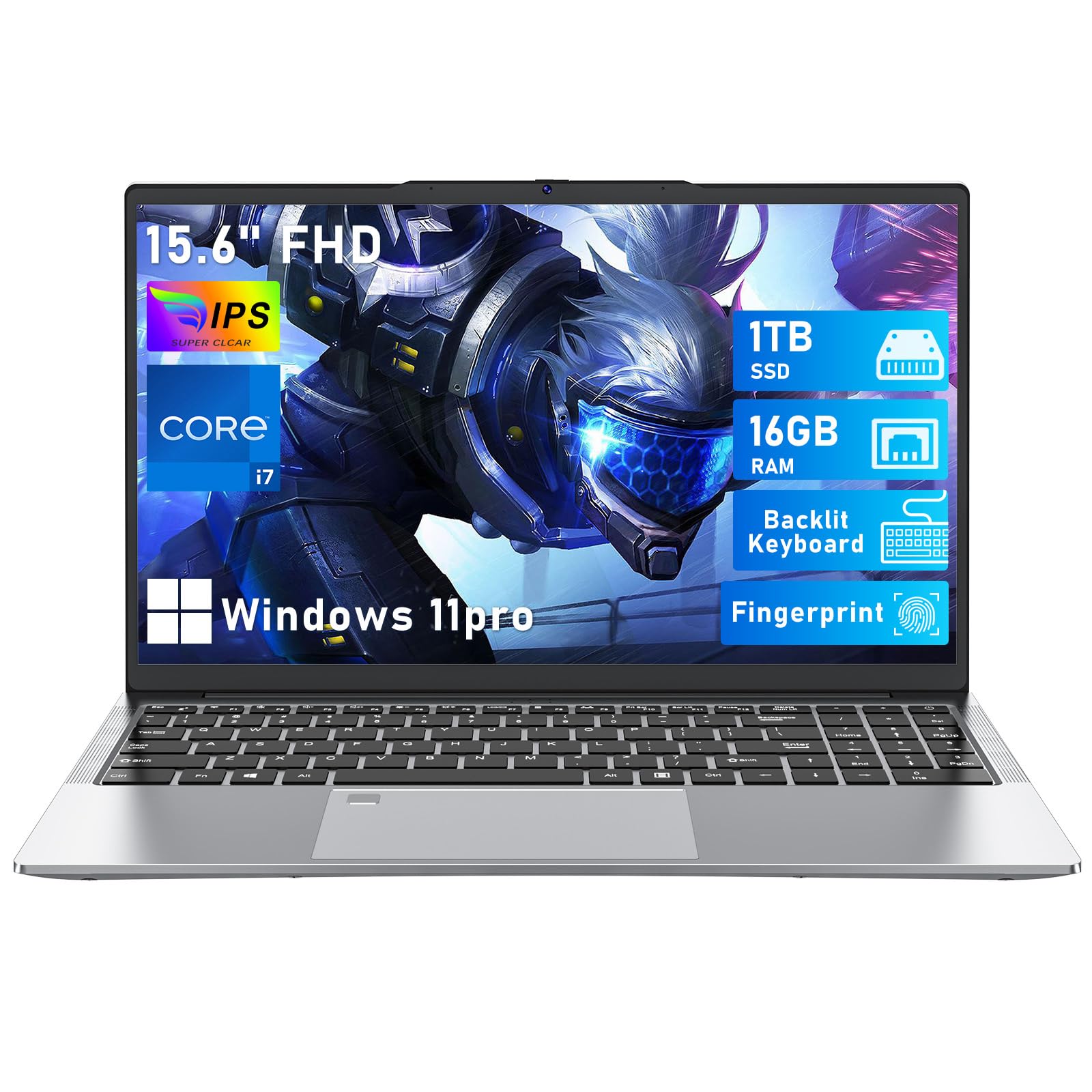 FUNYET PC Portatile 15,6 pollici Notebook Gaming Laptops,2025 i9-11900H Processore (fino a 4,9Ghz) Gamer Laptop, 16GB RAM 1TB SSD, Computer Tastiera Retroilluminata, Tipo-C, RJ45 (i9-11900H, 16GB+1TB)
