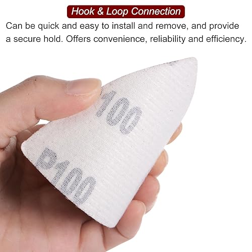 Miniatura 5 de 100 piezas de lija triangulares de gancho y bucle, 100 granos, almohadillas de lijado de óxido de aluminio de 3-18 pulgadas, hojas de lija orbitales