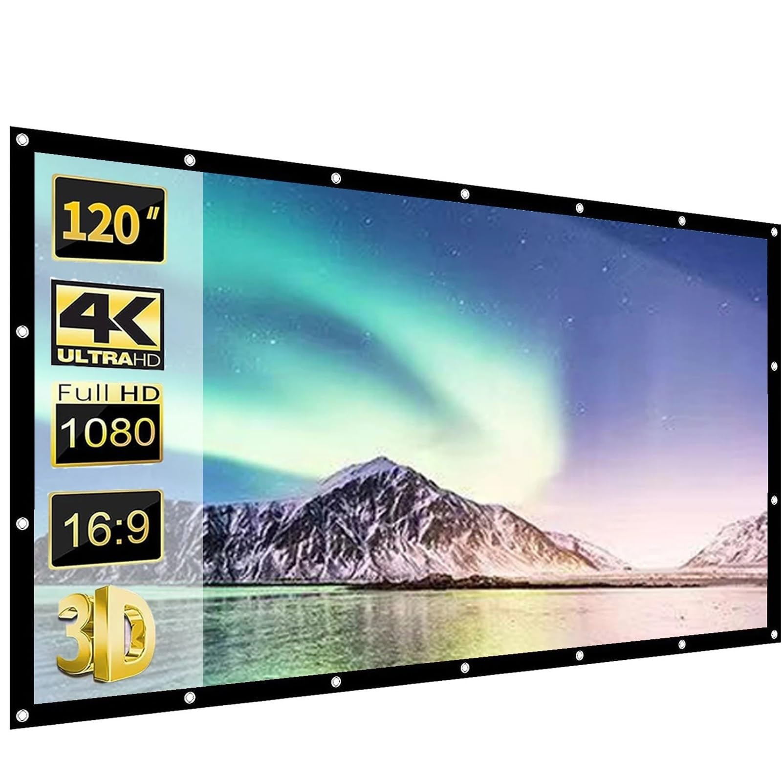 Schermo proiettore Schermo per proiettore Home Theater Lavabile Schermo per proiezione per Esterni Pieghevole Facile 60 72 84 100 120 150 Pollici Panno per proiettore Telo proiettore(150 inch)