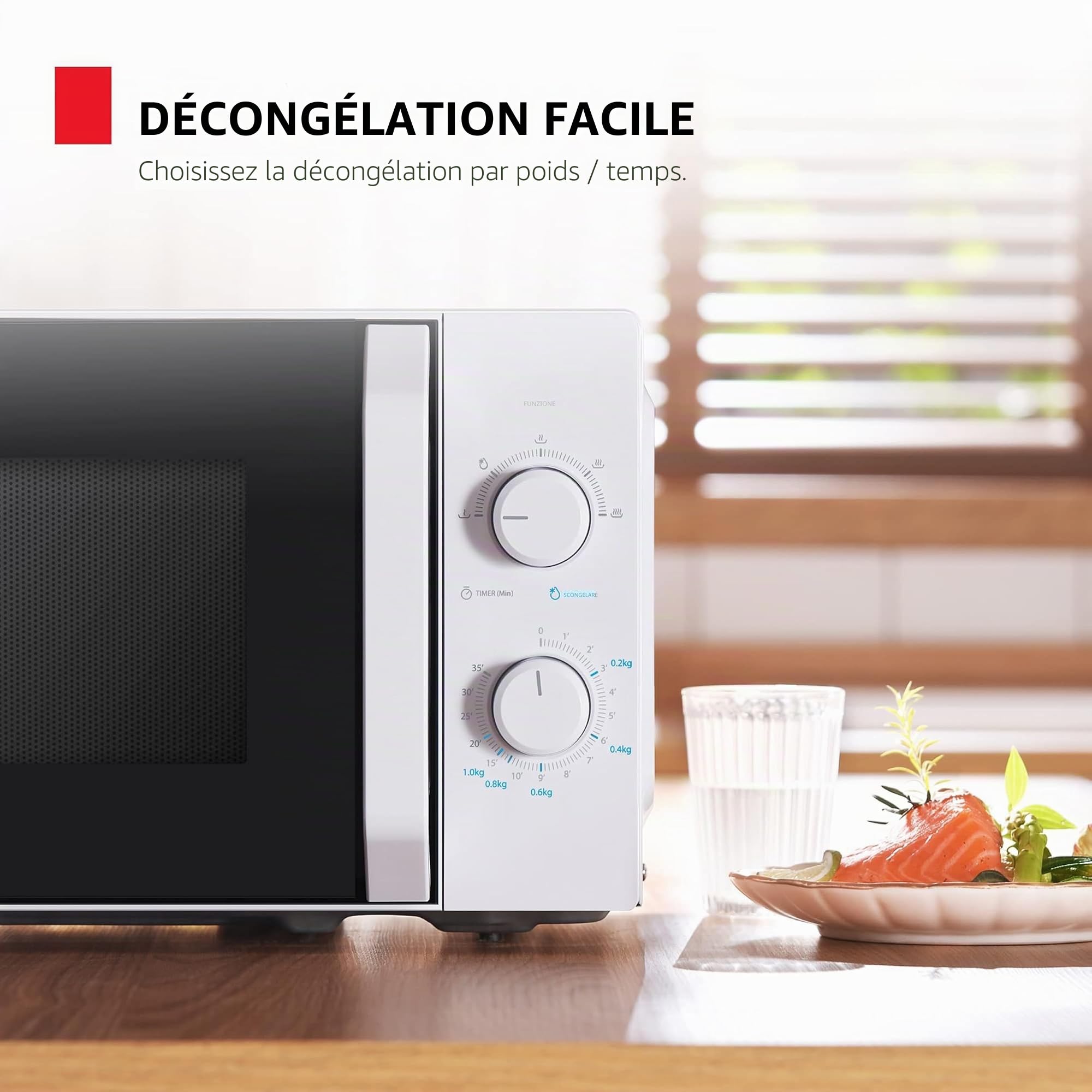 Toshiba MW2-MM20P(WH) Micro-ondes standard, 20 litres, 800 W, 5 niveaux de puissance avec fonction de décongélation pratique, éclairage LED intérieur/blanc