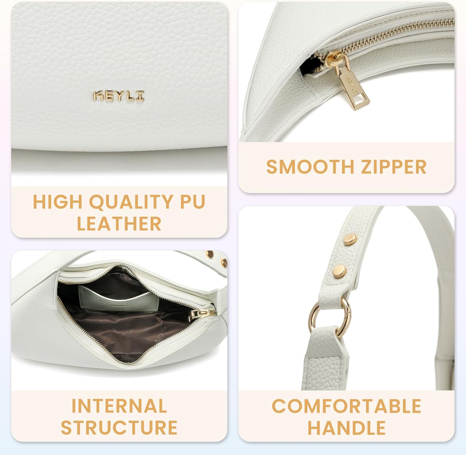 Keyli Shoulder Bag for Women Trendy Casual Leather Shoulder Purses lightweight Handbags Clutches with Zipper closure - Image 6