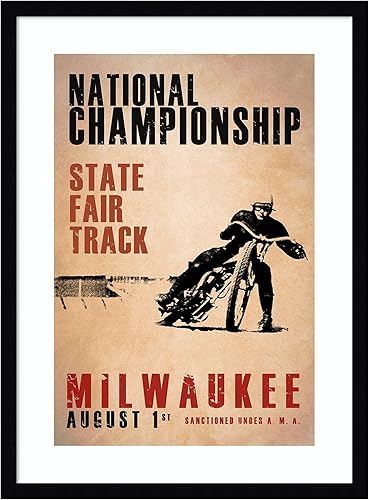 Amanti Art Framed Wall Art Print 25x19 NationalChamps Milwaukee by Mark Rogan, Sports Wall Art, Vintage Decor, Medium Poster Painting Artwork for