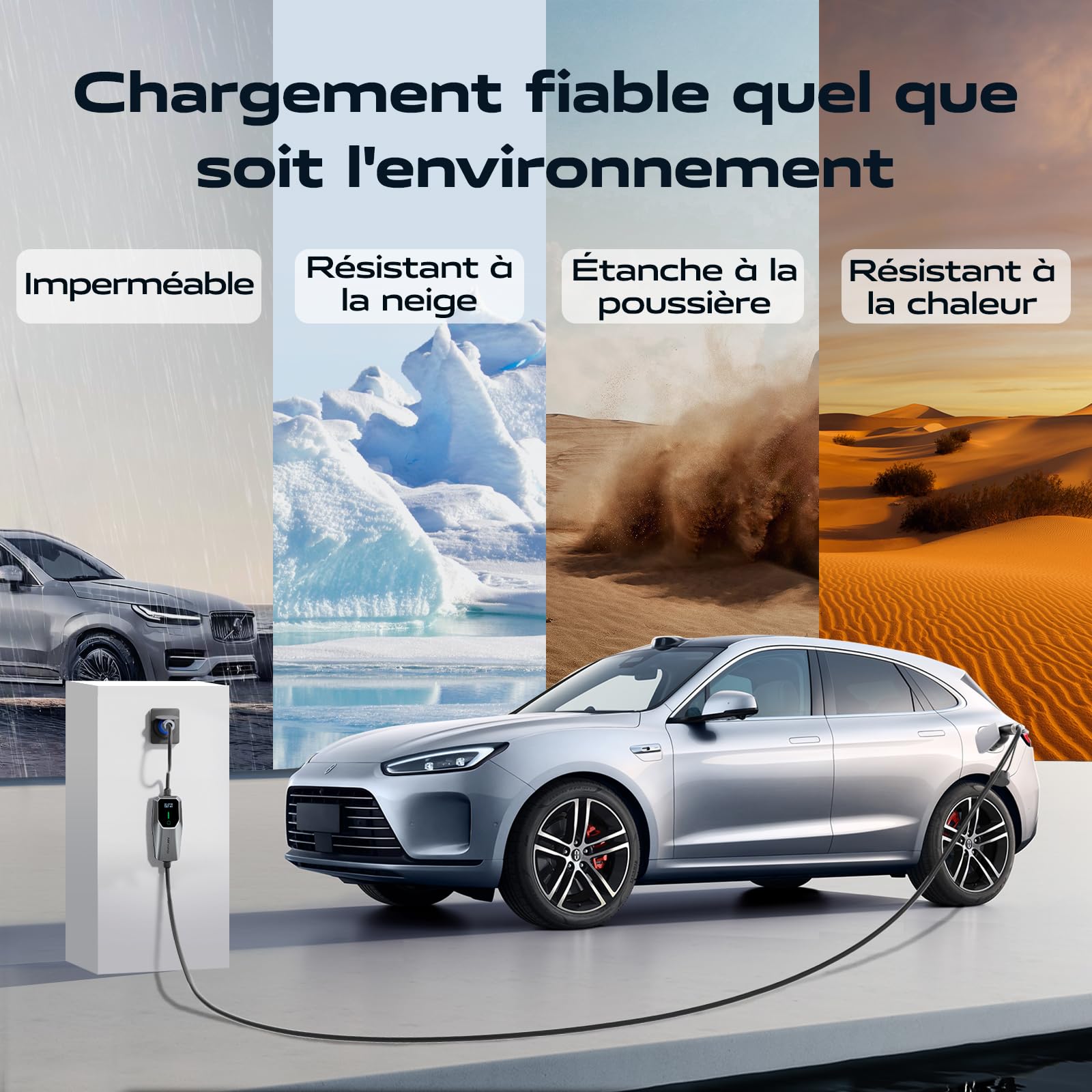 Chargeur Voiture Electrique, 7.36KW Cable Recharge Voiture Electrique Type 2, VDLPOWEREU Chargeur EV avec Courant Réglable de 6A/8A/10A/13A/16A//20A/24/32A, Monophasée CEE 3 Broches, IEC 62196-2, IP65