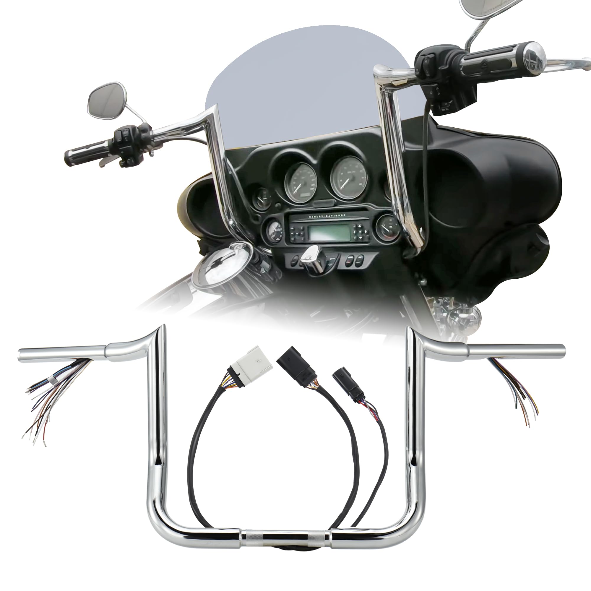 1 1/4" Fat 10" Rise 2008-2013 Street Glide Handlebars, Chrome