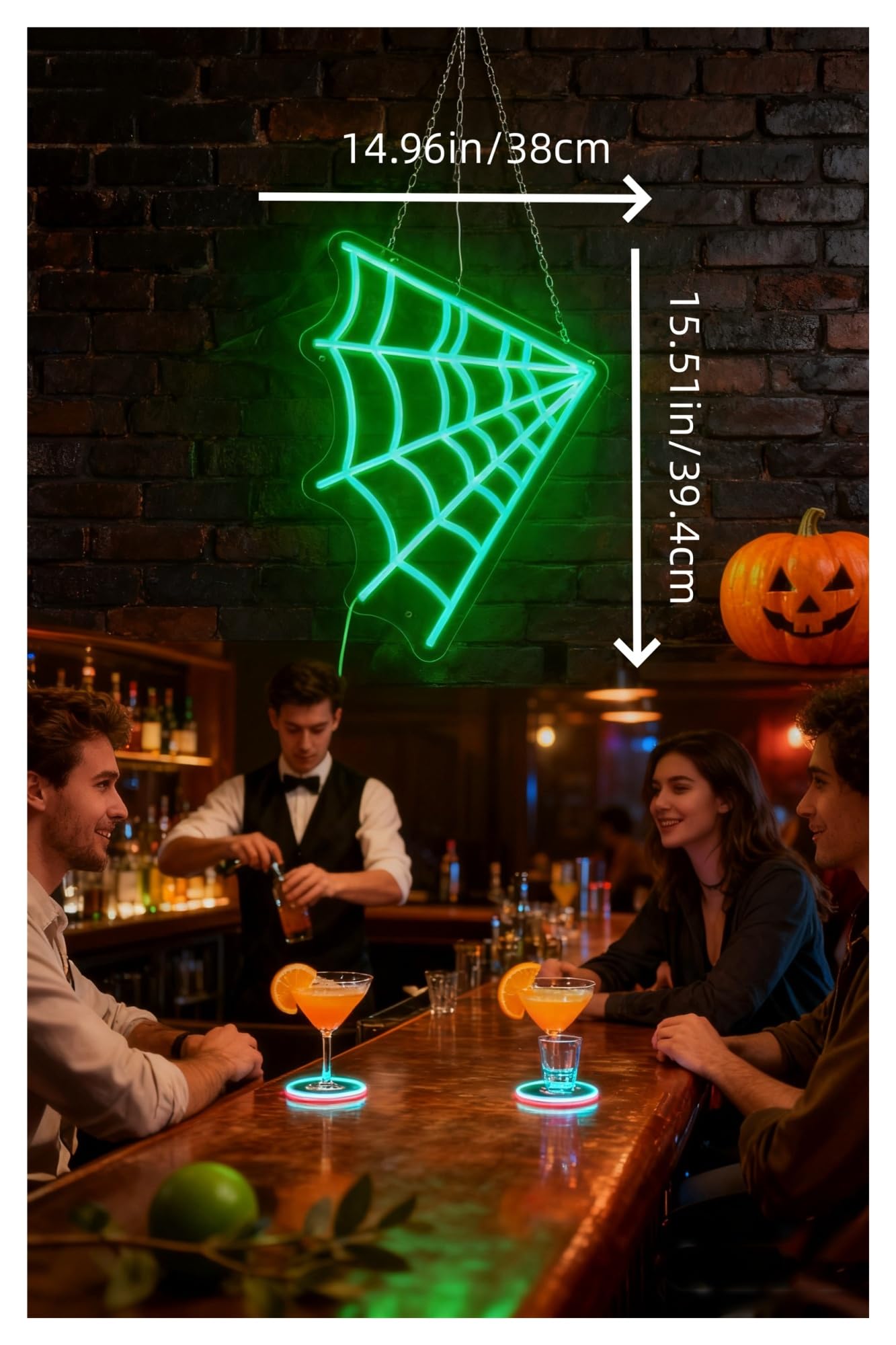Decoración Lámparas Diseño De Telaraña, Luces Neón, LED Regulable, Alimentación Por USB. Ideal Para Bar/sala Escape/dormitorio 14.96×15.51in