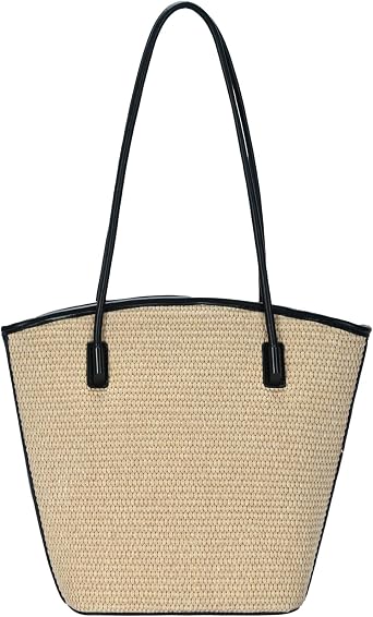 MMS Brands Miztique Mira 2-in-1 Straw Tote | Eco-Friendly Handbag with Top Handle | Spacious Beach and Travel Bag