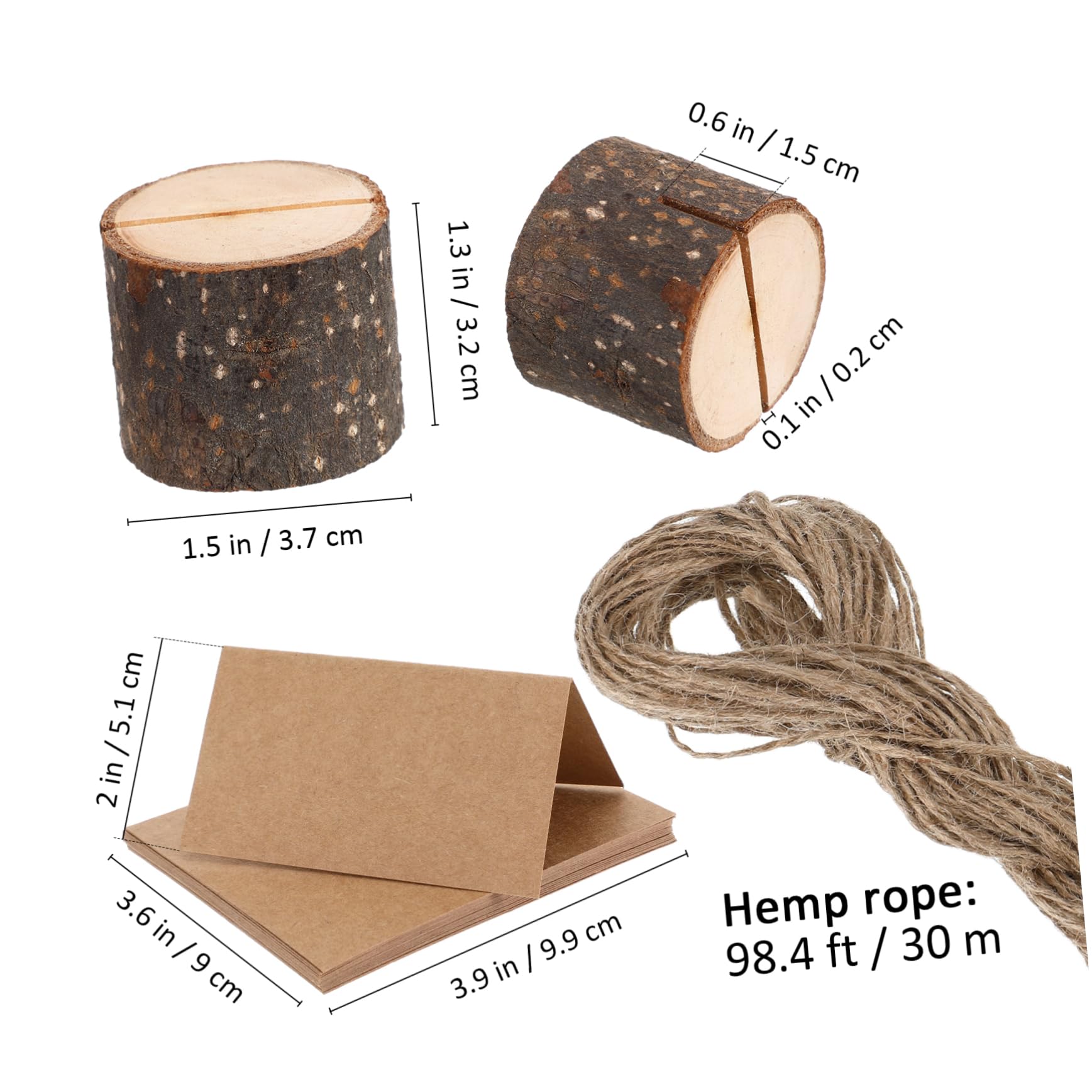 HAPINARY 20sets Rustic Wood Tree Stump Place Card Holders for Weddings Parties Meetings Elegant Table Number Stands with Cards and Twine for Centerpieces and Decorations